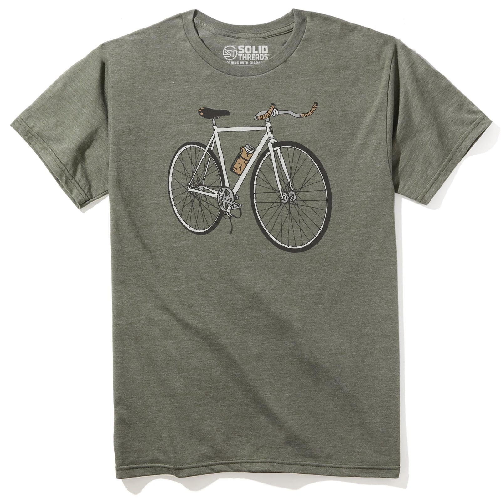 Roadie Cool Staple T-shirt in Olive Heather - Front View