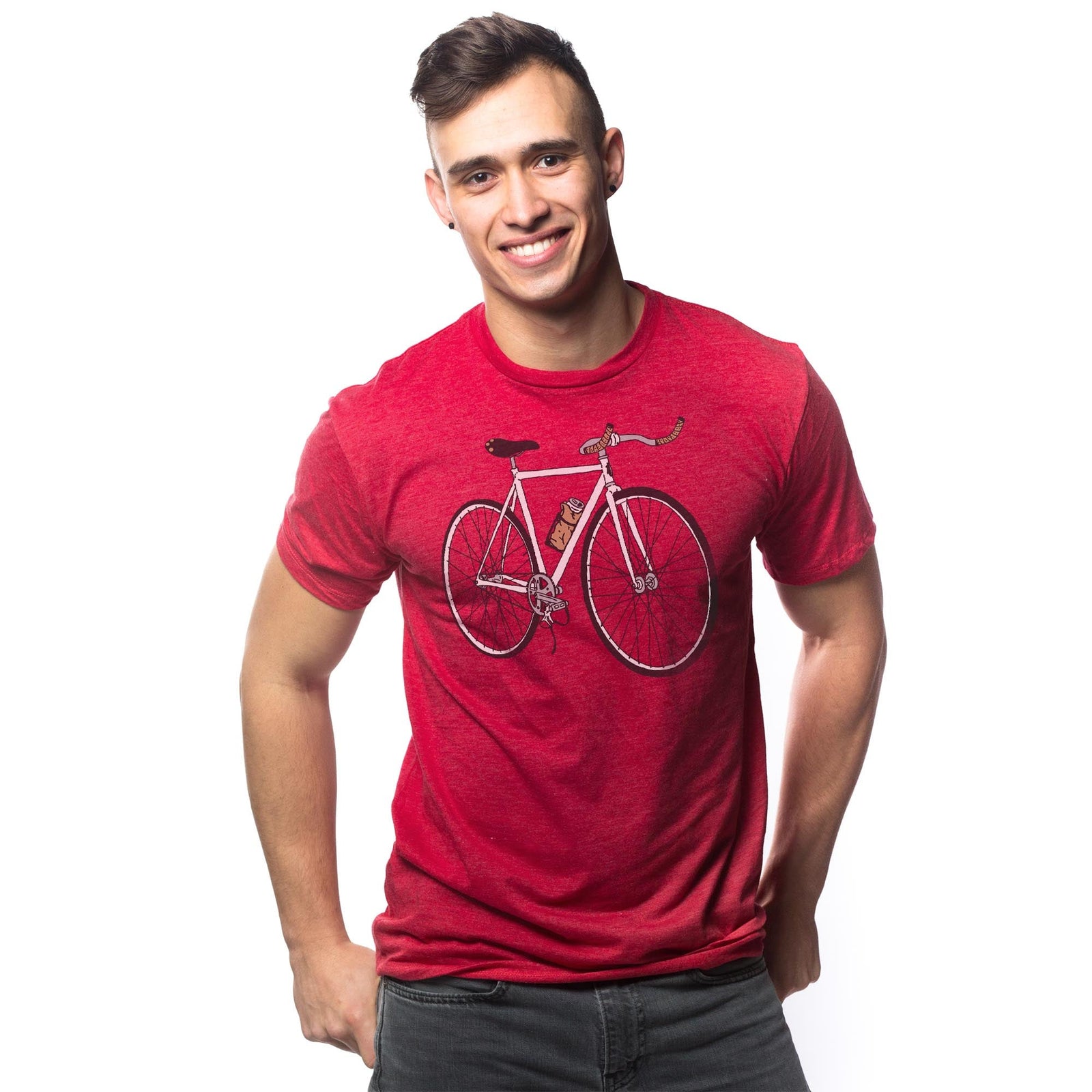 Roadie Cool Signature T-shirt in Red On Model - Front View