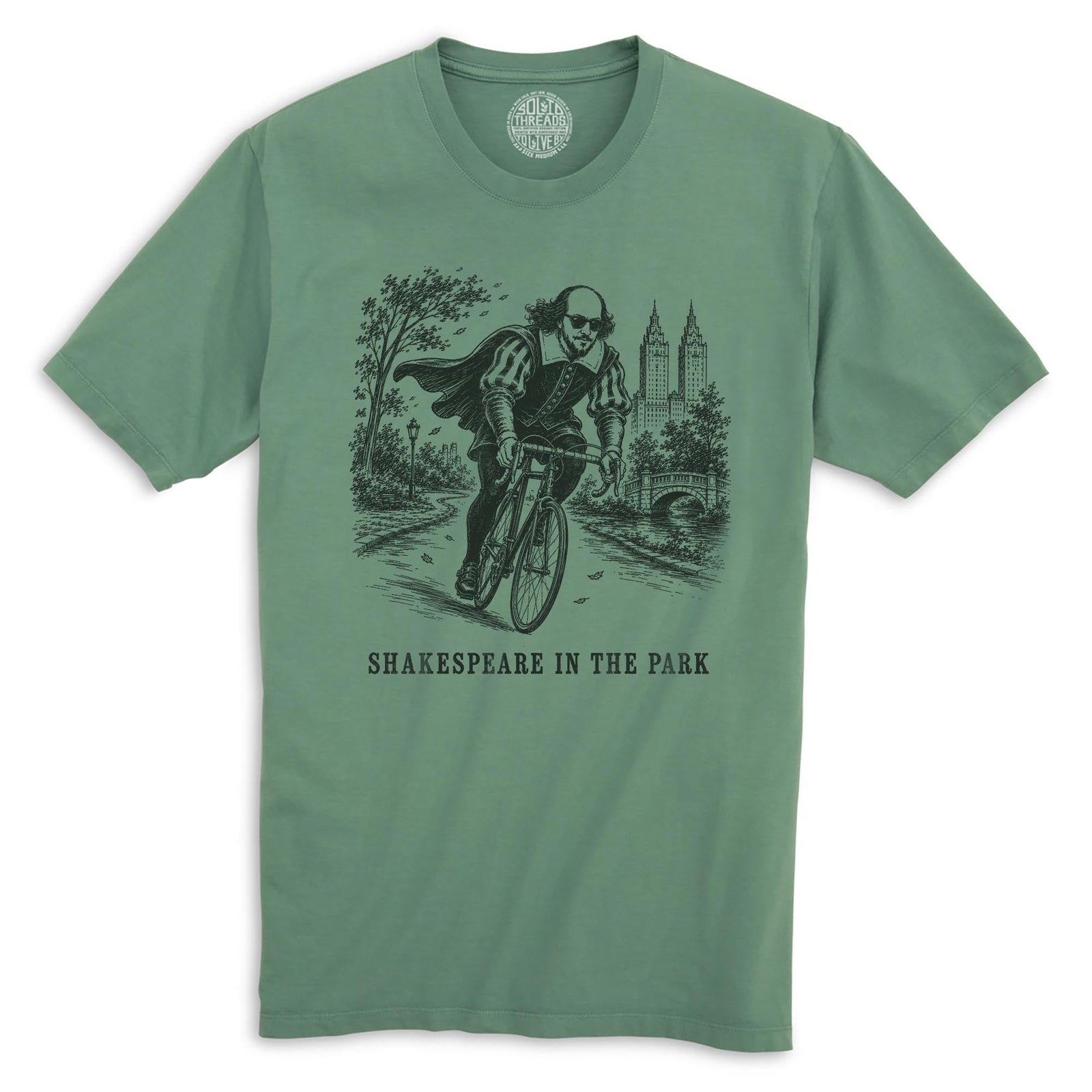Shakespeare In The Park Funny Organic T-shirt in Pine - Front View