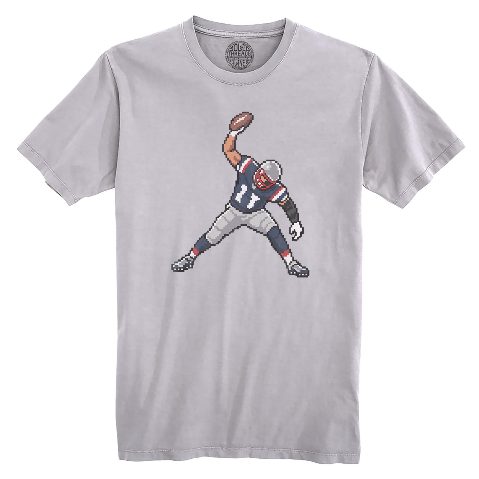 New England 16-bit Football Cool Organic T-shirt in Silver - Front View
