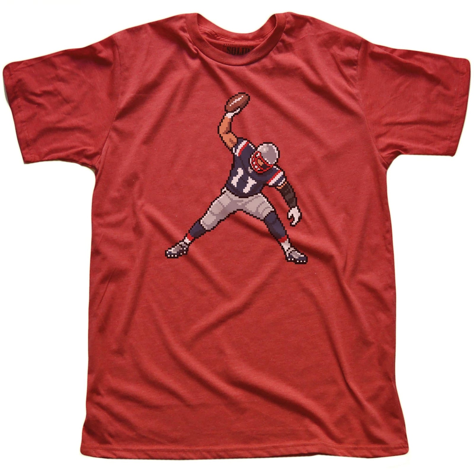 New England 16-bit Football Cool Signature T-shirt in Red - Front View