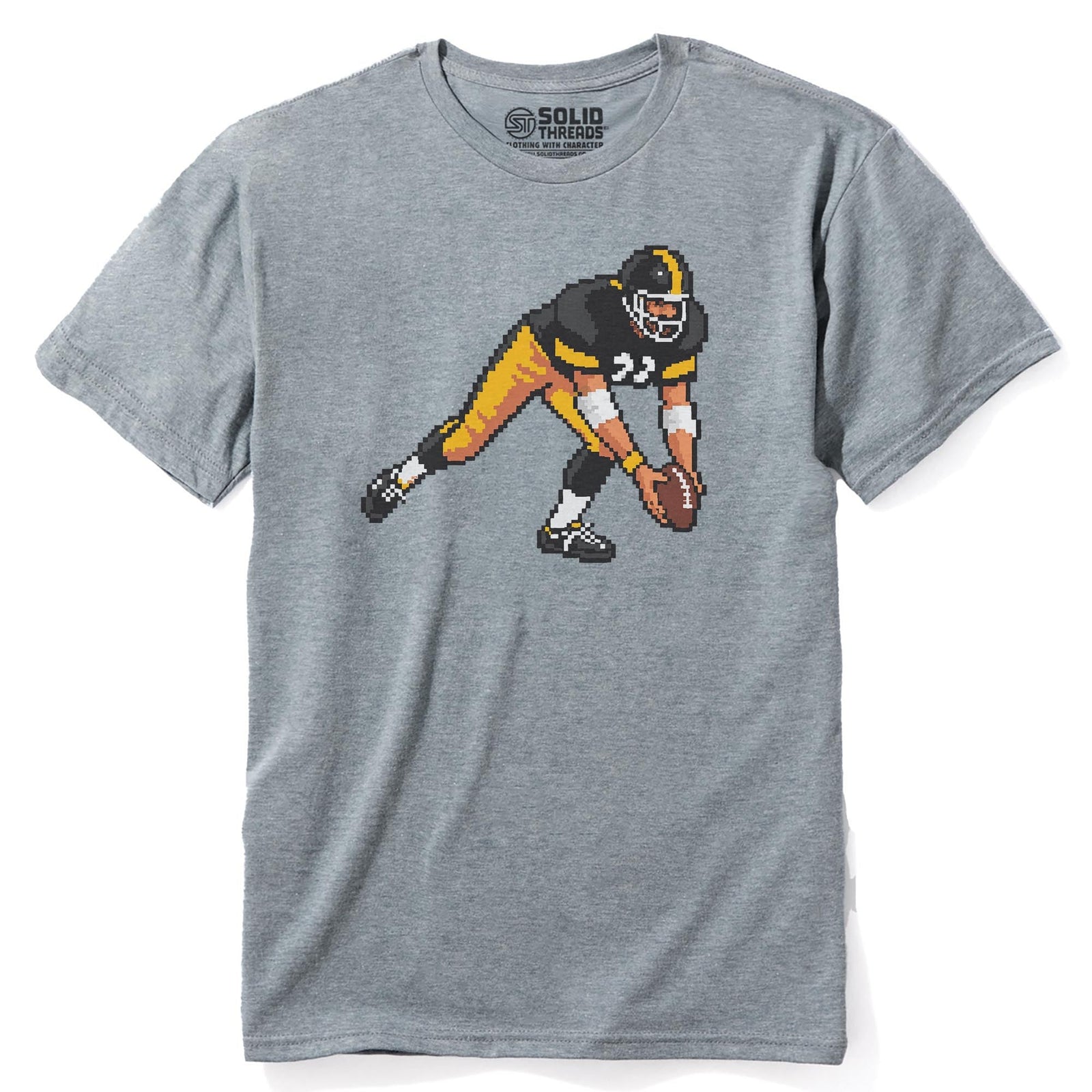 Pittsburgh 16-bit Football Cool Staple T-shirt in Ash Heather - Front View