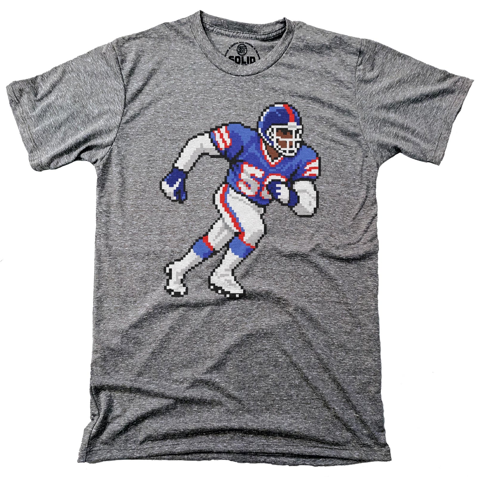 New York 16-bit Football Cool Signature T-shirt in Triblend Grey - Front View