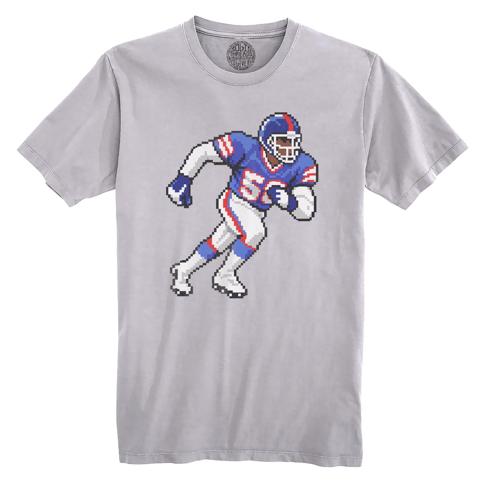 New York 16-bit Football Cool Organic T-shirt in Silver - Front View