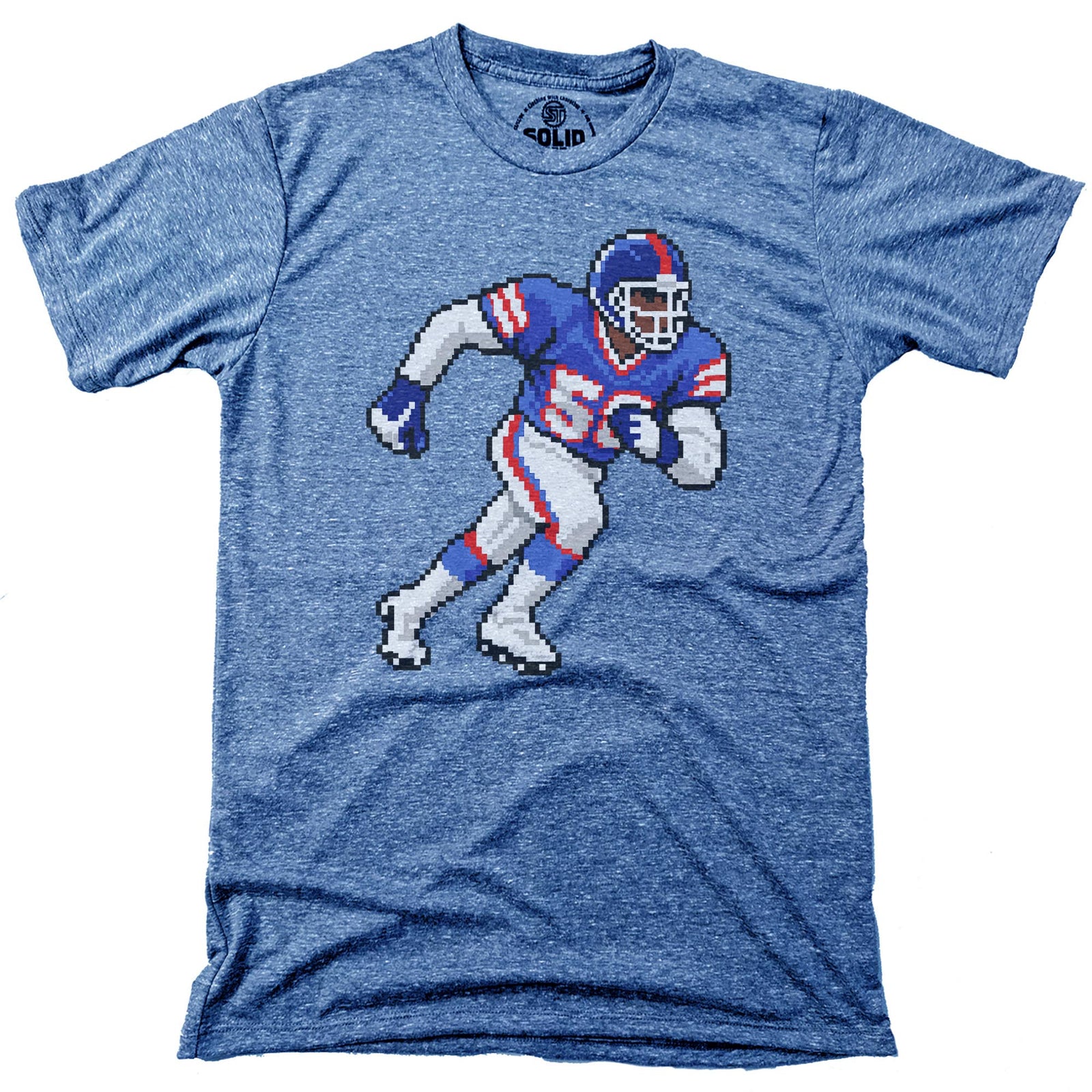New York 16-bit Football Cool Signature T-shirt in Triblend Royal - Front View