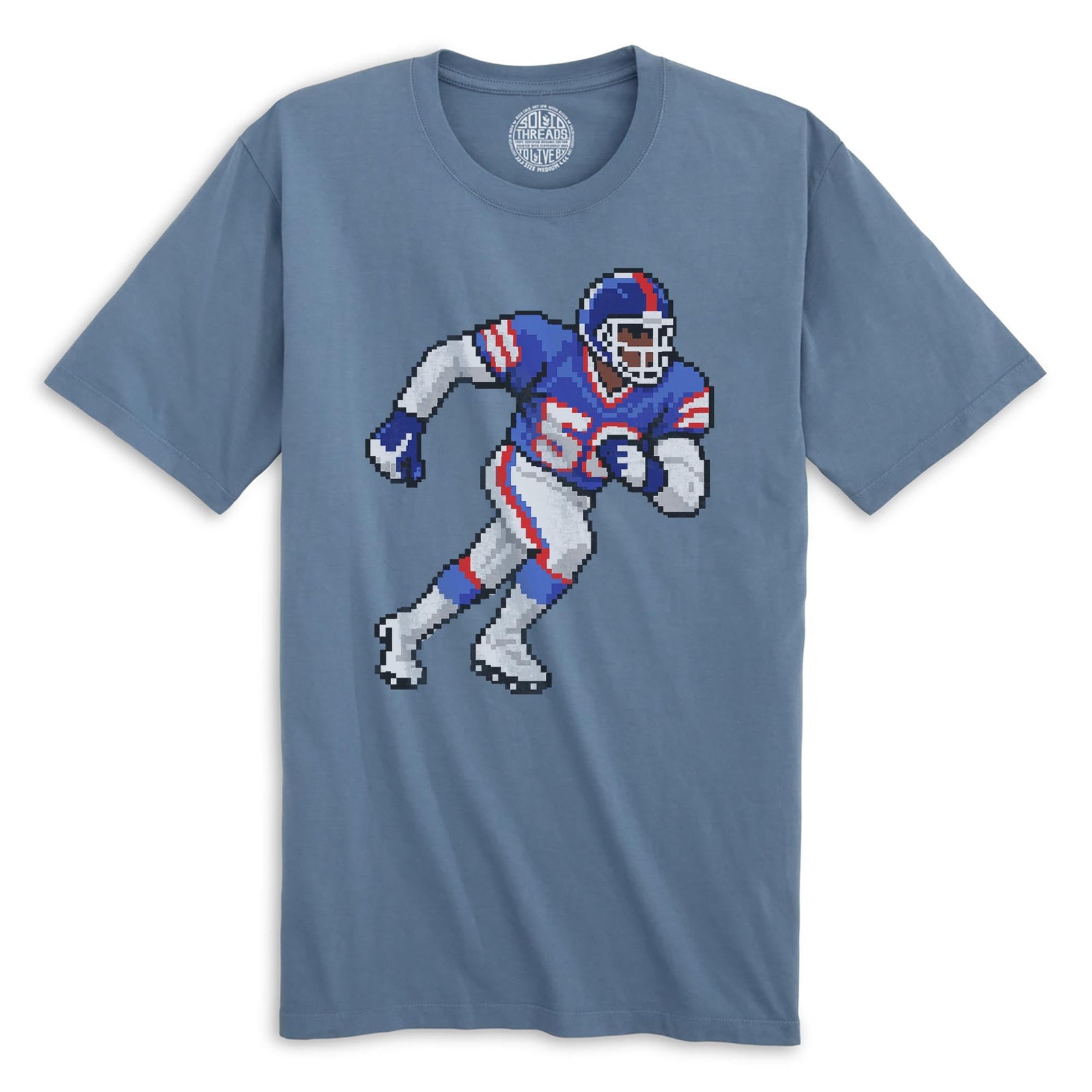 New York 16-bit Football Cool Organic T-shirt in Slate - Front View
