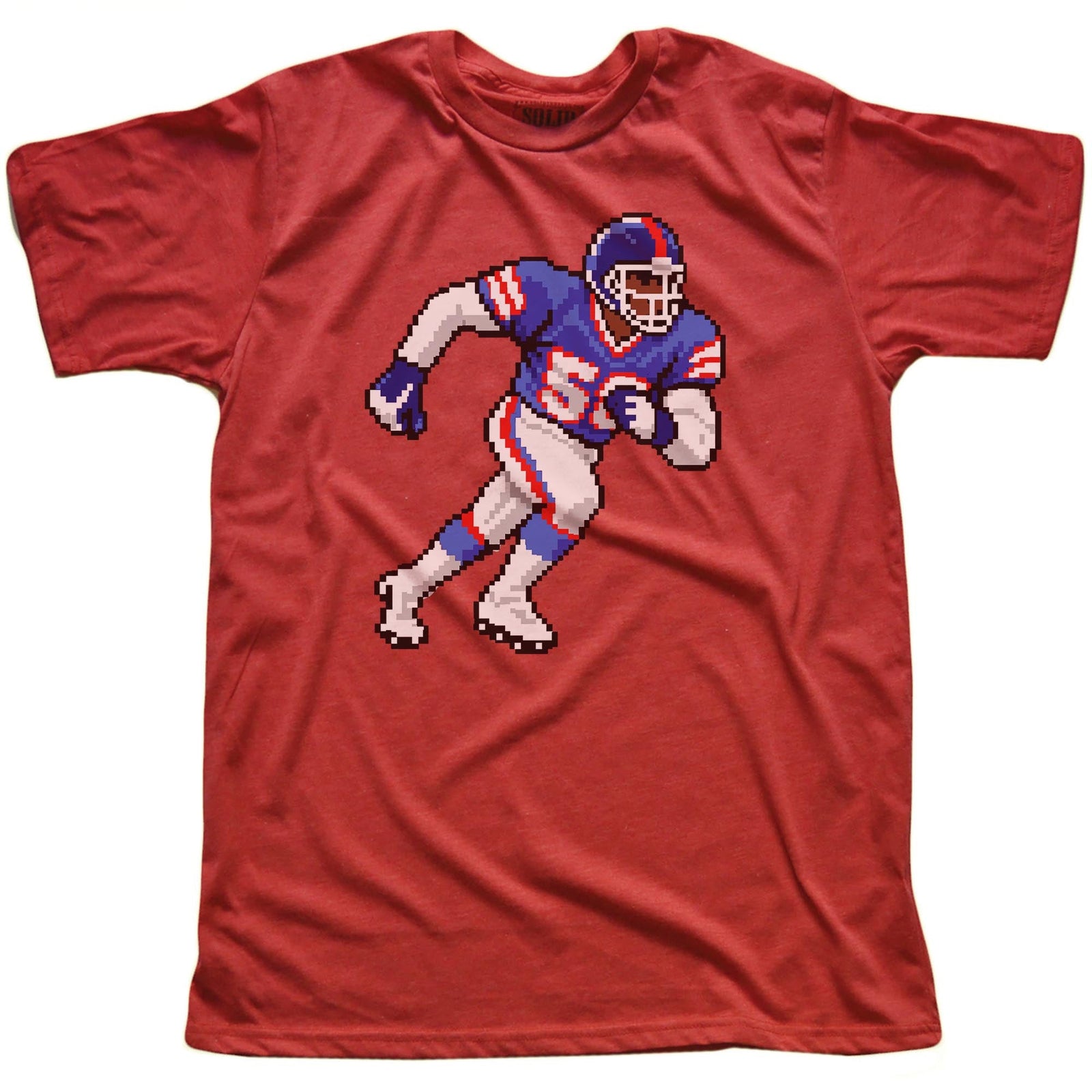 New York 16-bit Football Cool Signature T-shirt in Red - Front View
