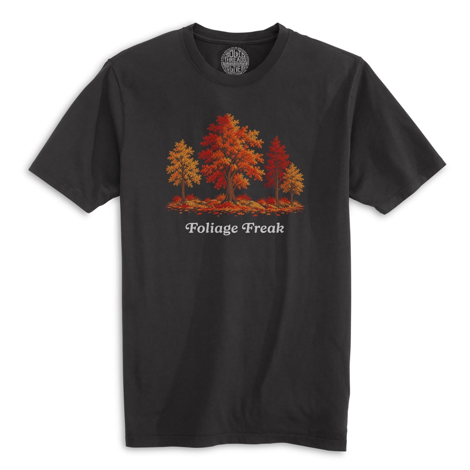 Foliage Freak Funny Organic T-shirt in Black - Front View