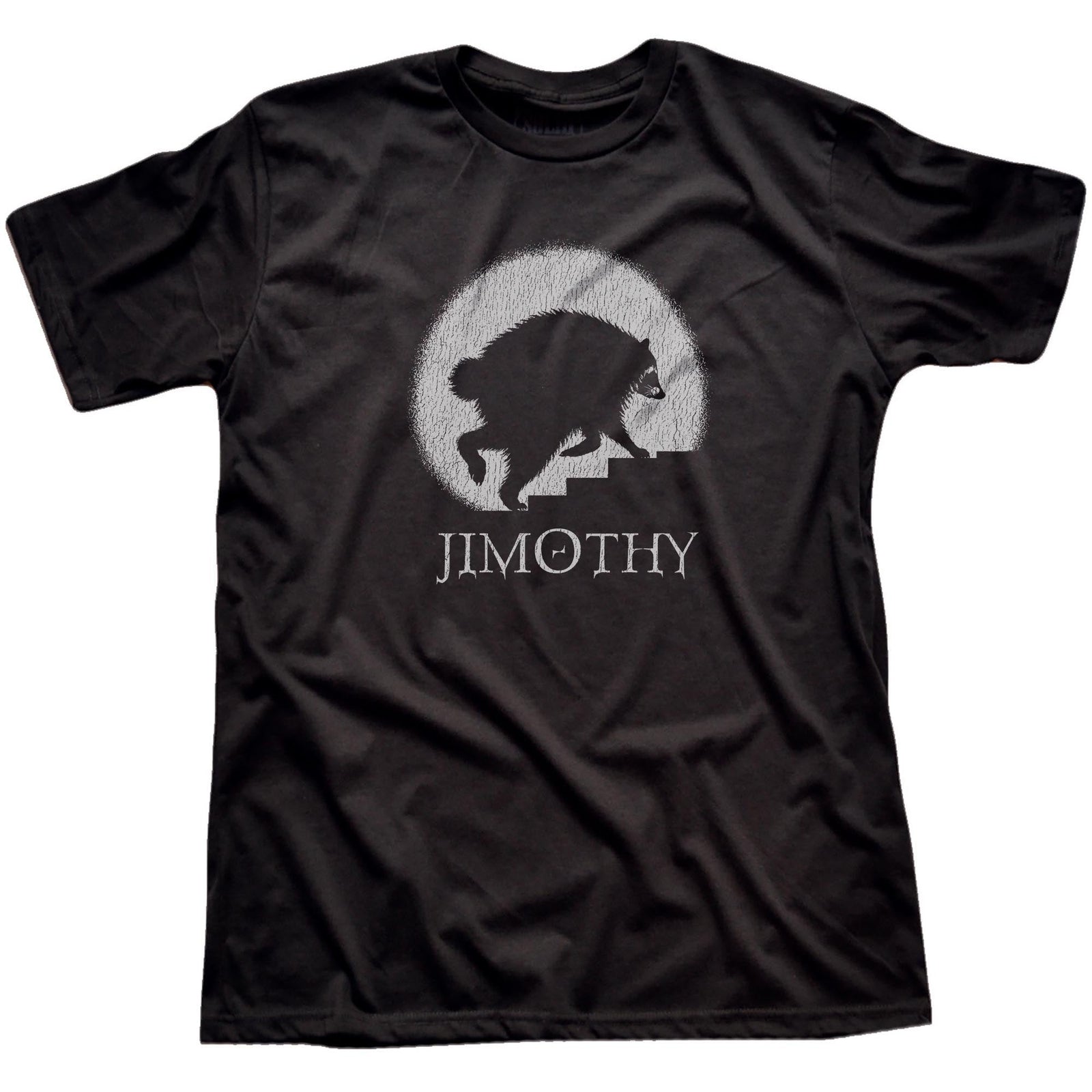 Jimothy Horror Movie Funny Signature T-shirt in Black - Front View