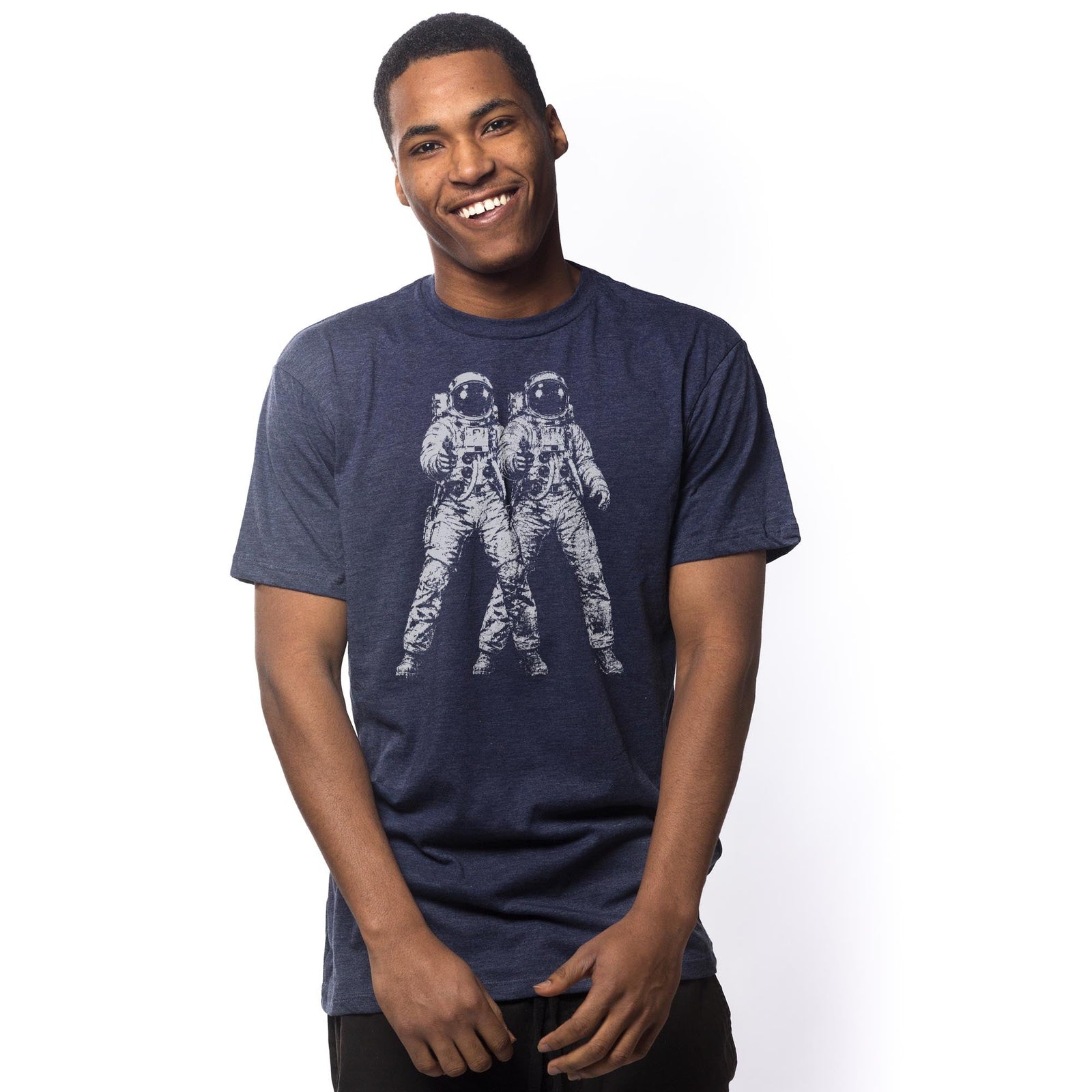Space Cowboy Vintage Signature T-shirt in Navy On Model - Front View