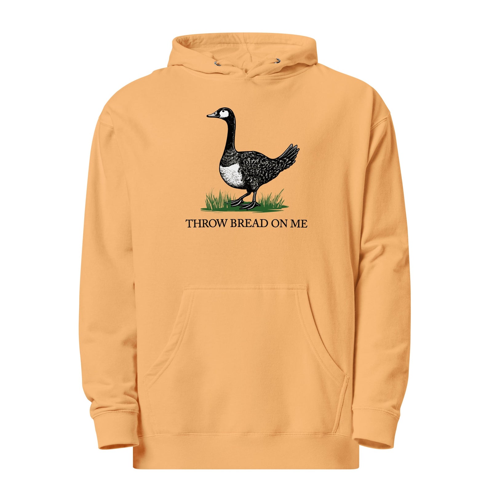 Throw Bread On Me Designer Graphic Midweight Pullover Hoodie | Funny Goose Tread on Me Flag Fleece | Solid Threads