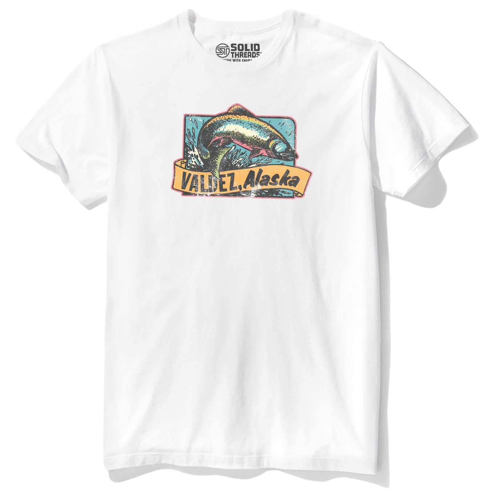 Valdez Alaska Retro Staple T-shirt in White - Front View