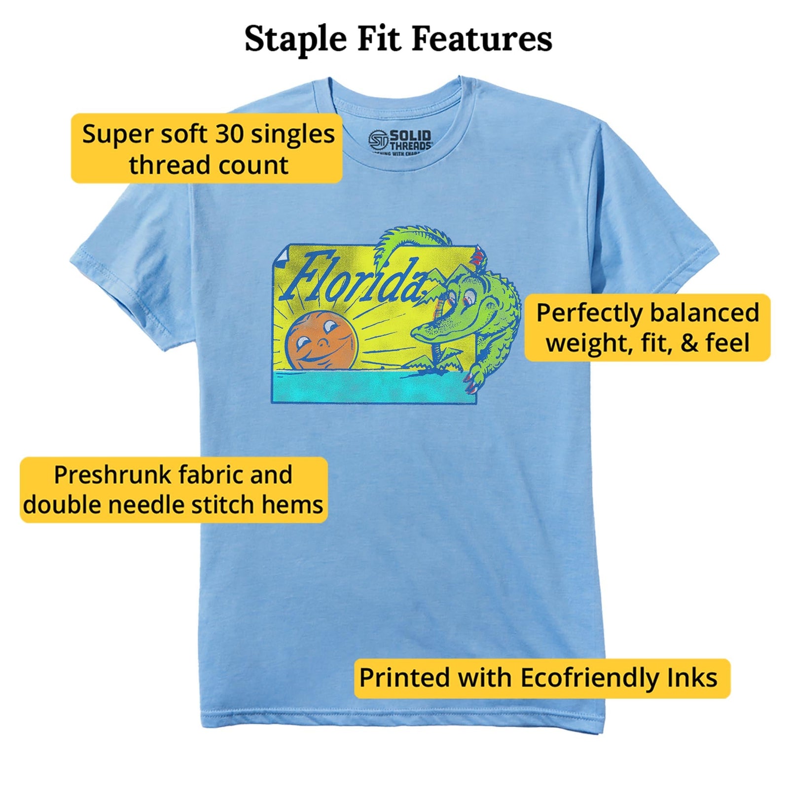 Florida Gator Vintage Staple T-shirt in Light Blue Heather - Fit Attributes