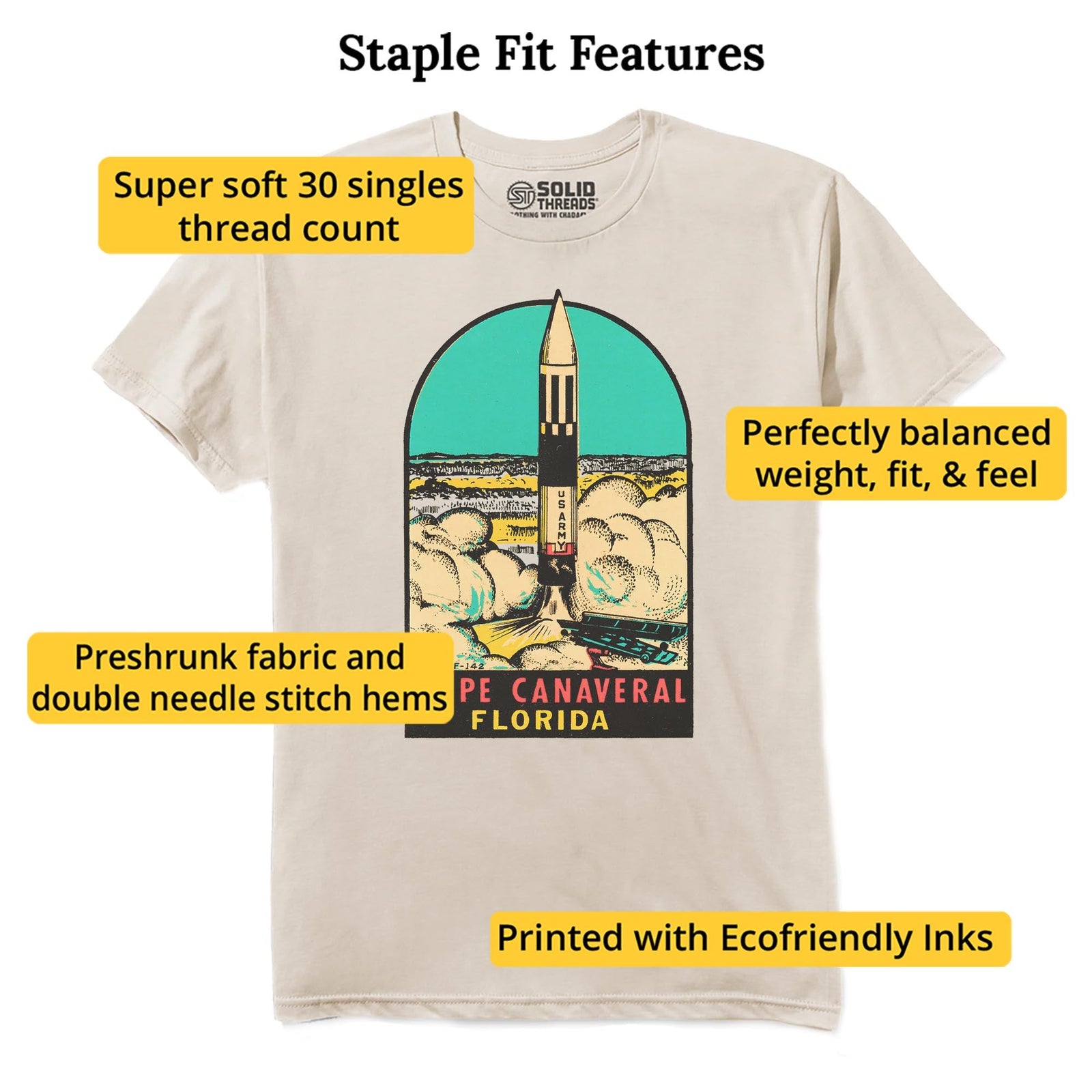 Cape Canaveral Vintage Staple T-shirt in Natural - Fit Attributes