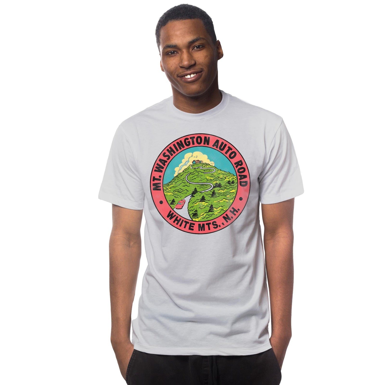 Men's Mt Washington Retro Graphic T-Shirt | Cool NH Mountains Tee on Model | Solid Threads