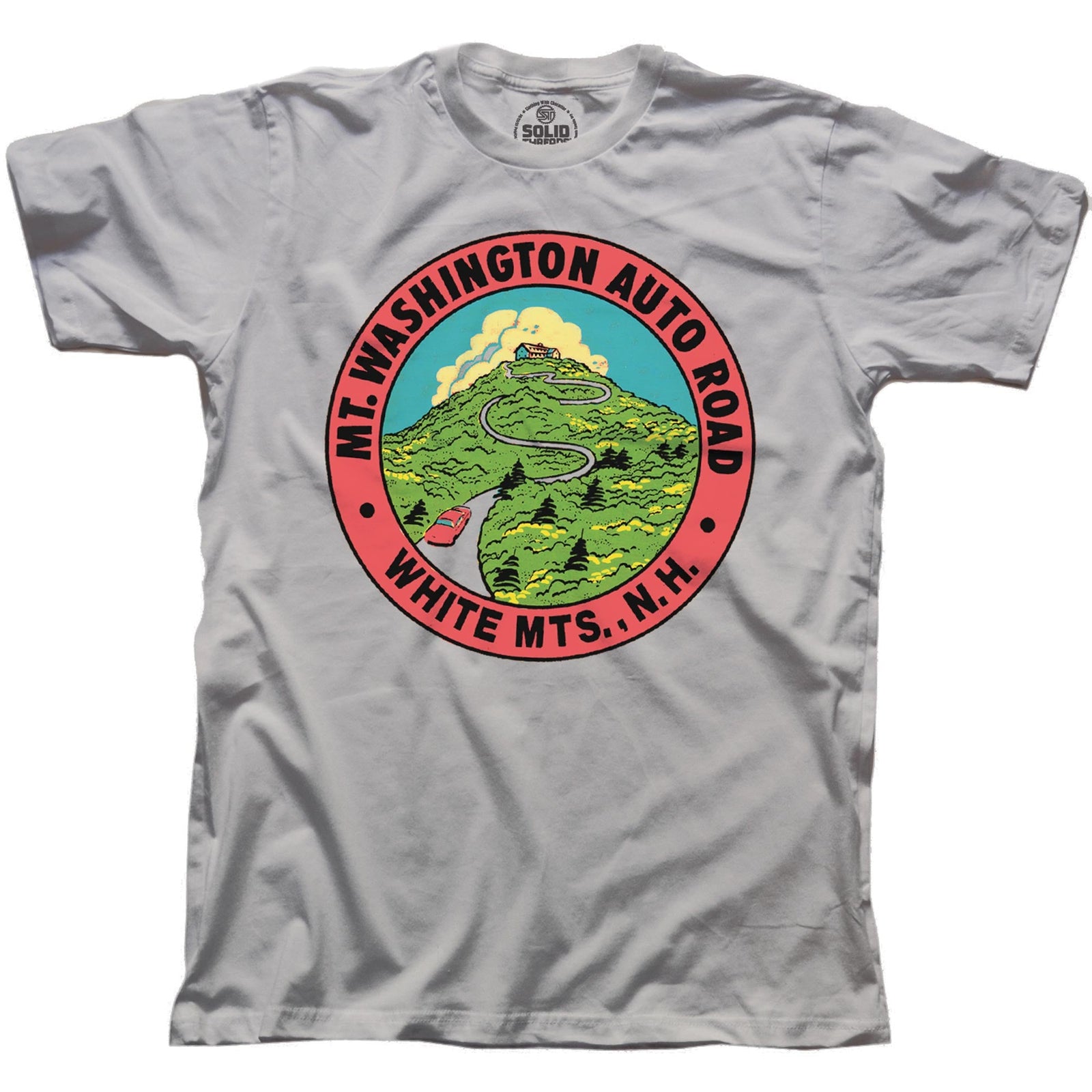 Men's Mt Washington Retro Graphic T-Shirt | Cool NH Mountains Tee | Solid Threads