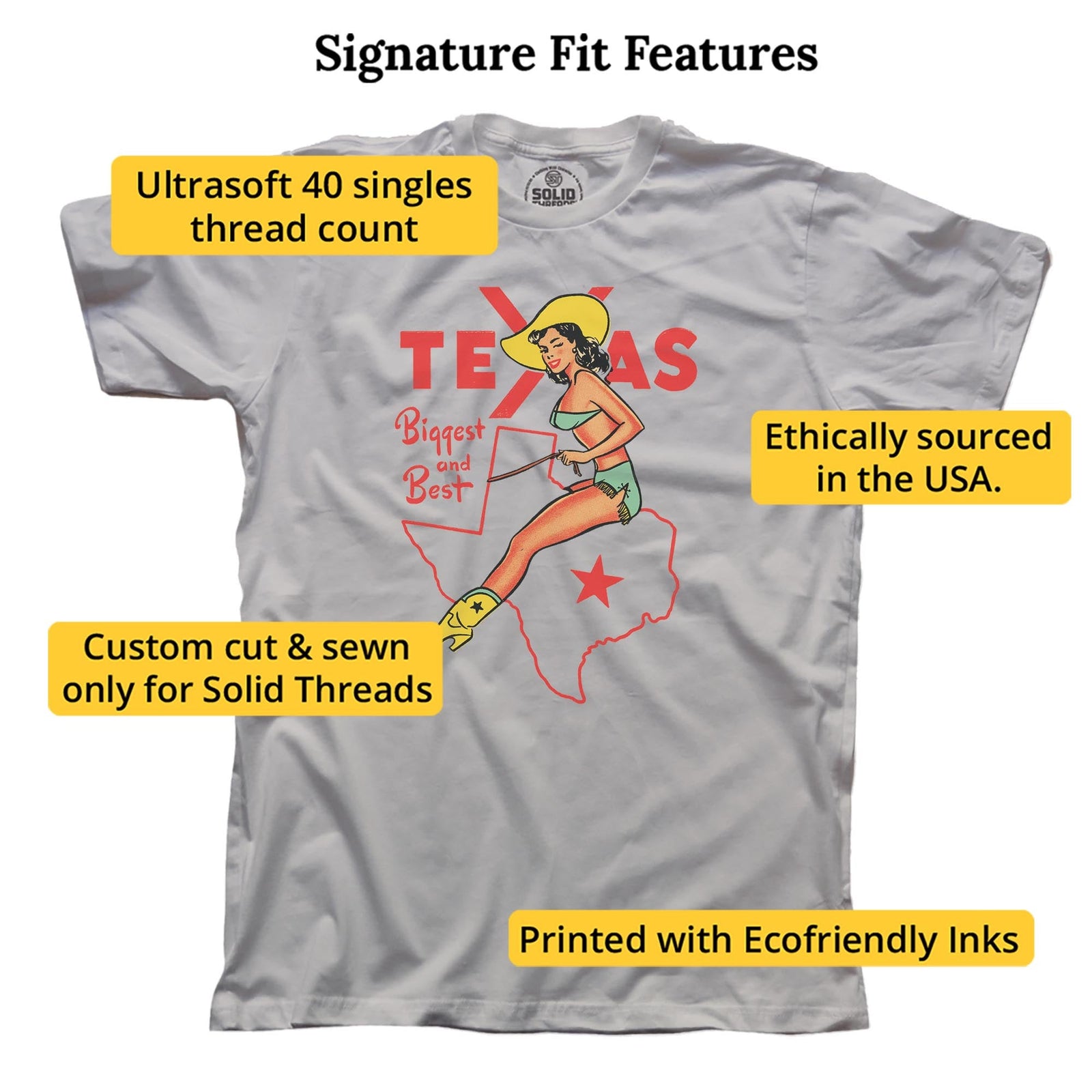 Texas Biggest & Best Vintage Signature T-shirt in Silver - Fit Attributes
