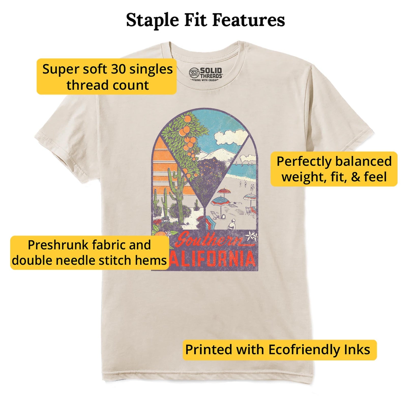 Southern California Vintage Staple T-shirt in Natural - Fit Attributes