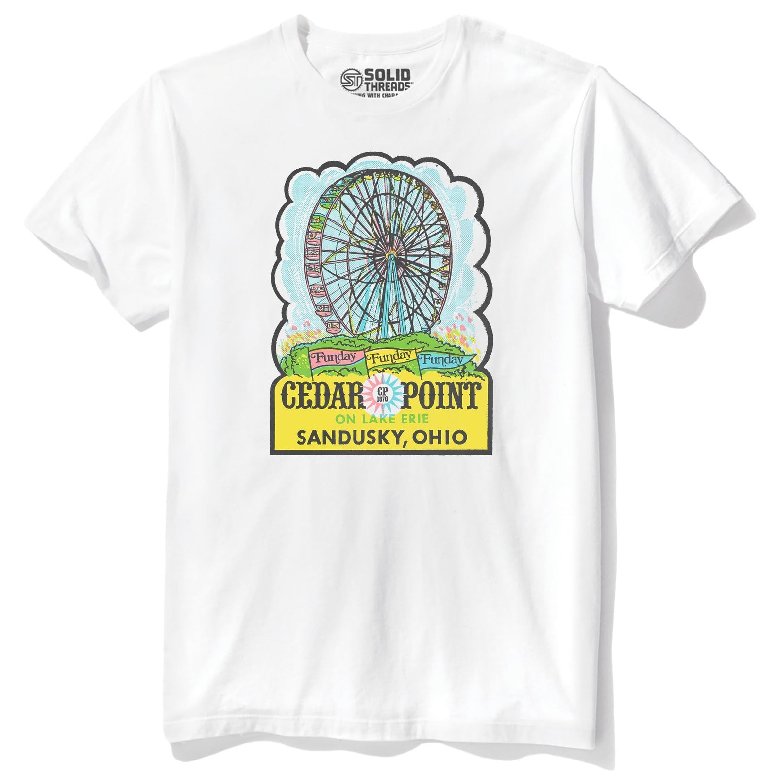 Cedar Point Vintage Staple T-shirt in White - Front View