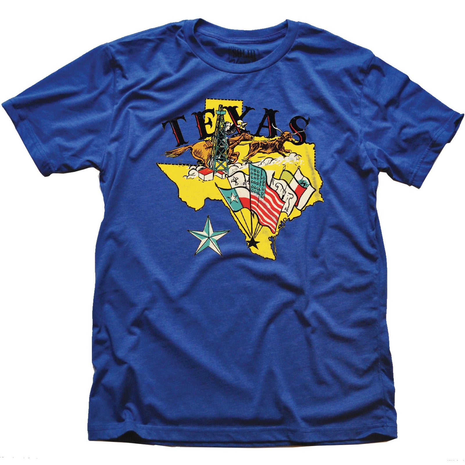 Men's Texas Flags Vintage Graphic T-Shirt | Cool TX State Tee | Solid Threads