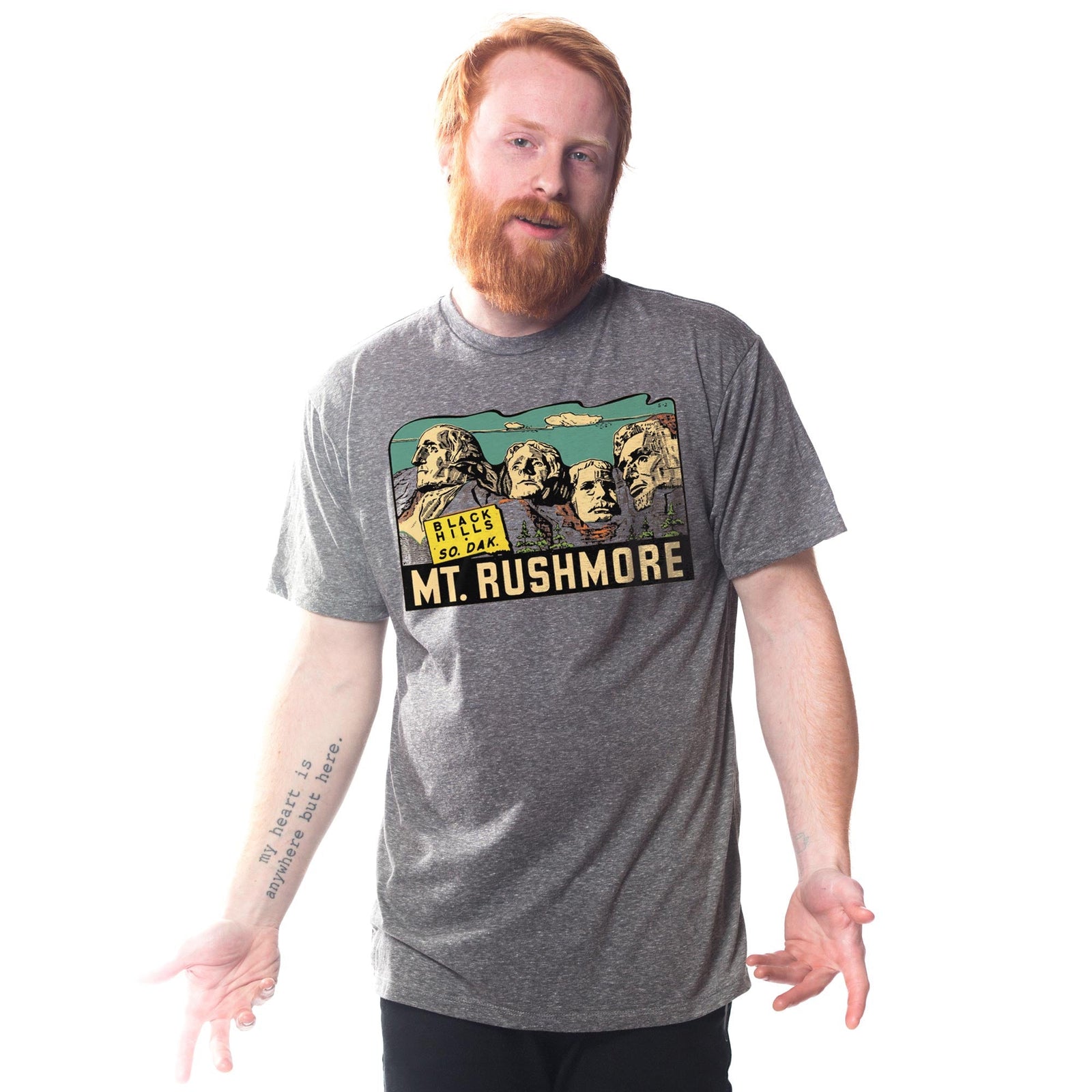 Men's Mt-Rushmore Vintage Graphic T-Shirt | Cool SD Mountains Tee on Model | Solid Threads