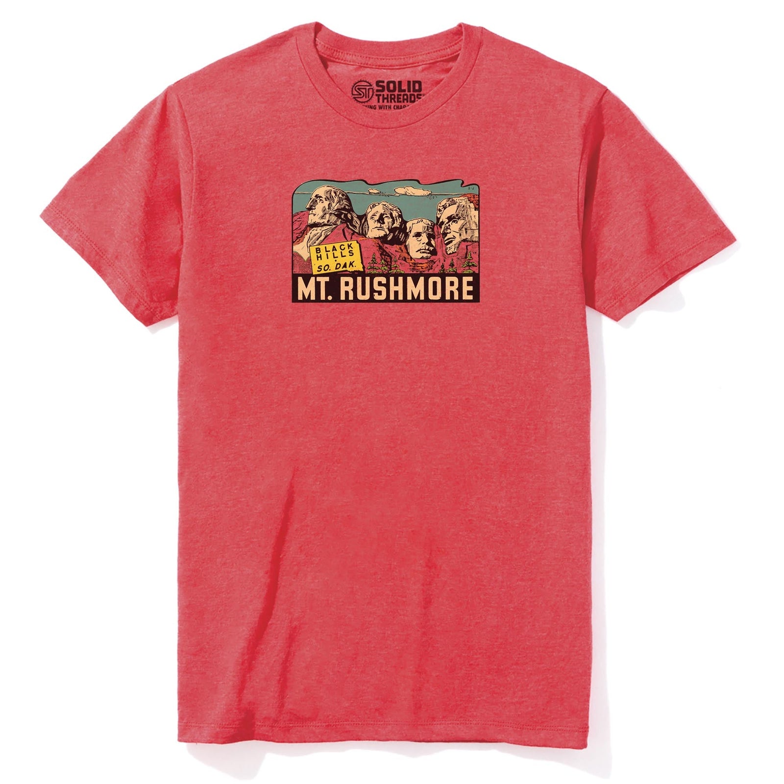 Mt Rushmore Vintage Staple T-shirt in Red Heather - Front View