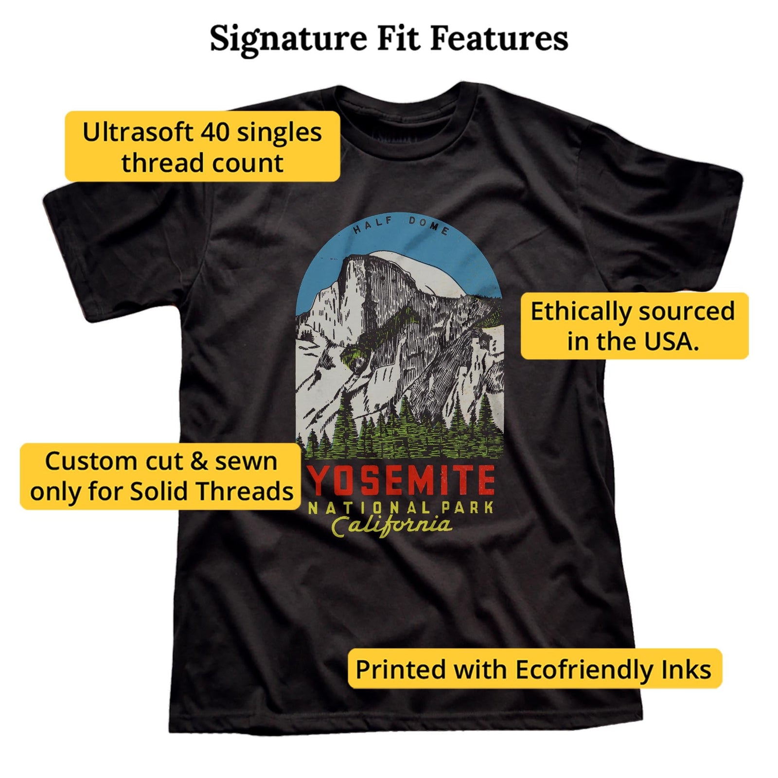 Yosemite Vintage Signature T-shirt in Black - Fit Attributes