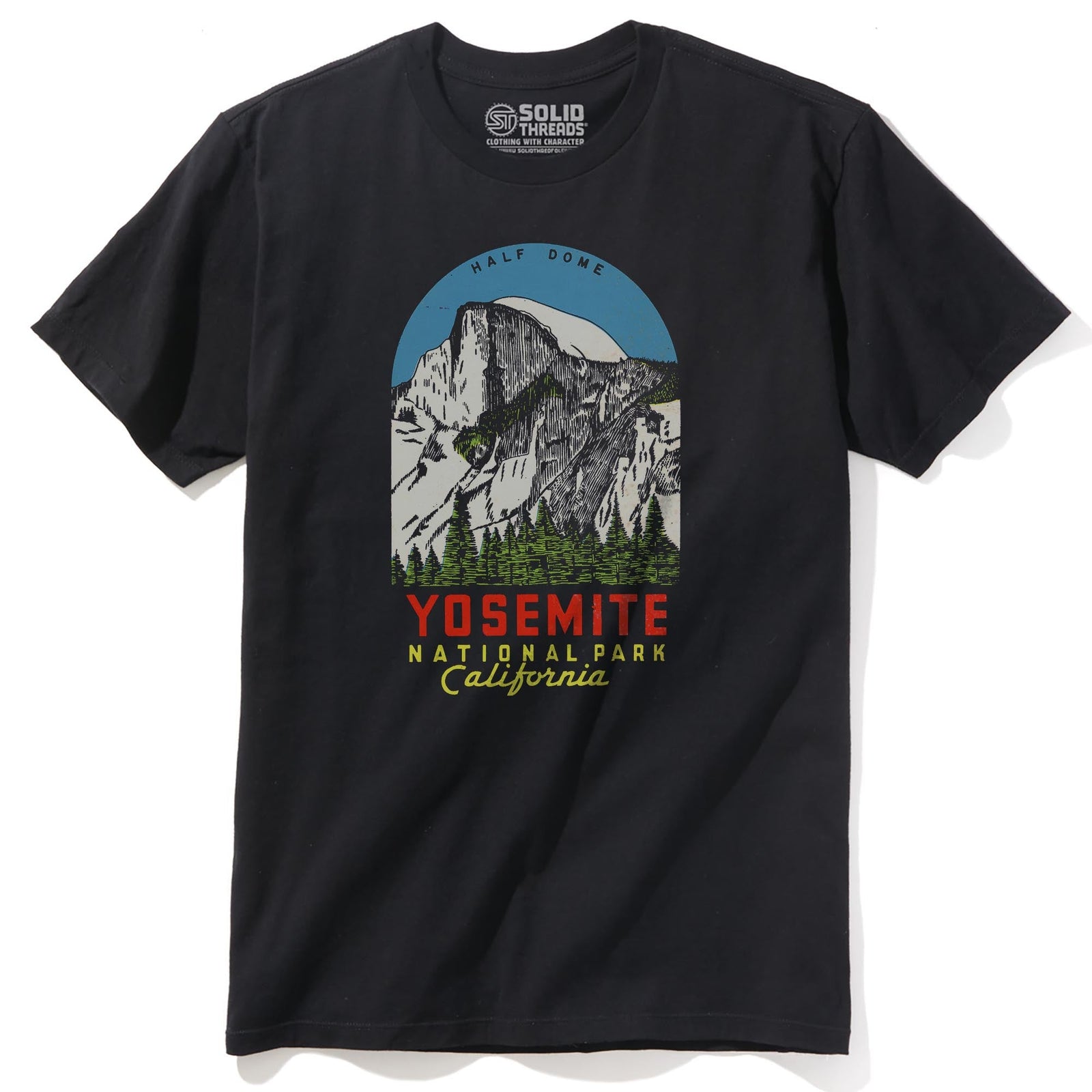 Yosemite Vintage Staple T-shirt in Black - Front View
