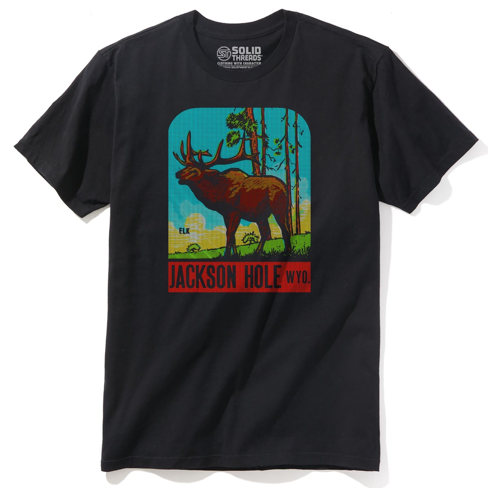 Jackson Hole Vintage Staple T-shirt in Black - Front View