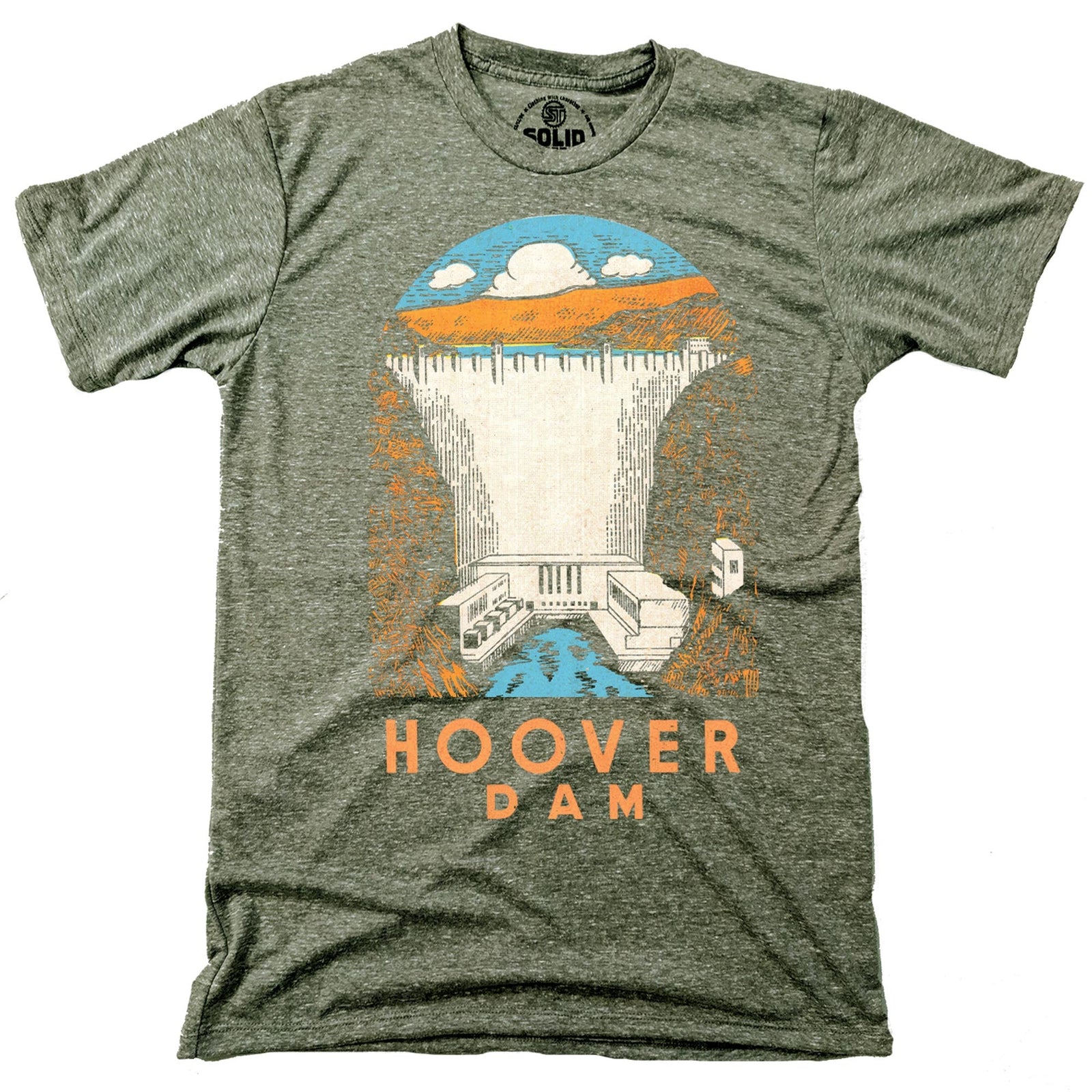 Men's Hoover-Dam Vintage Graphic T-Shirt | Cool NV AZ Dam Tee | Solid Threads