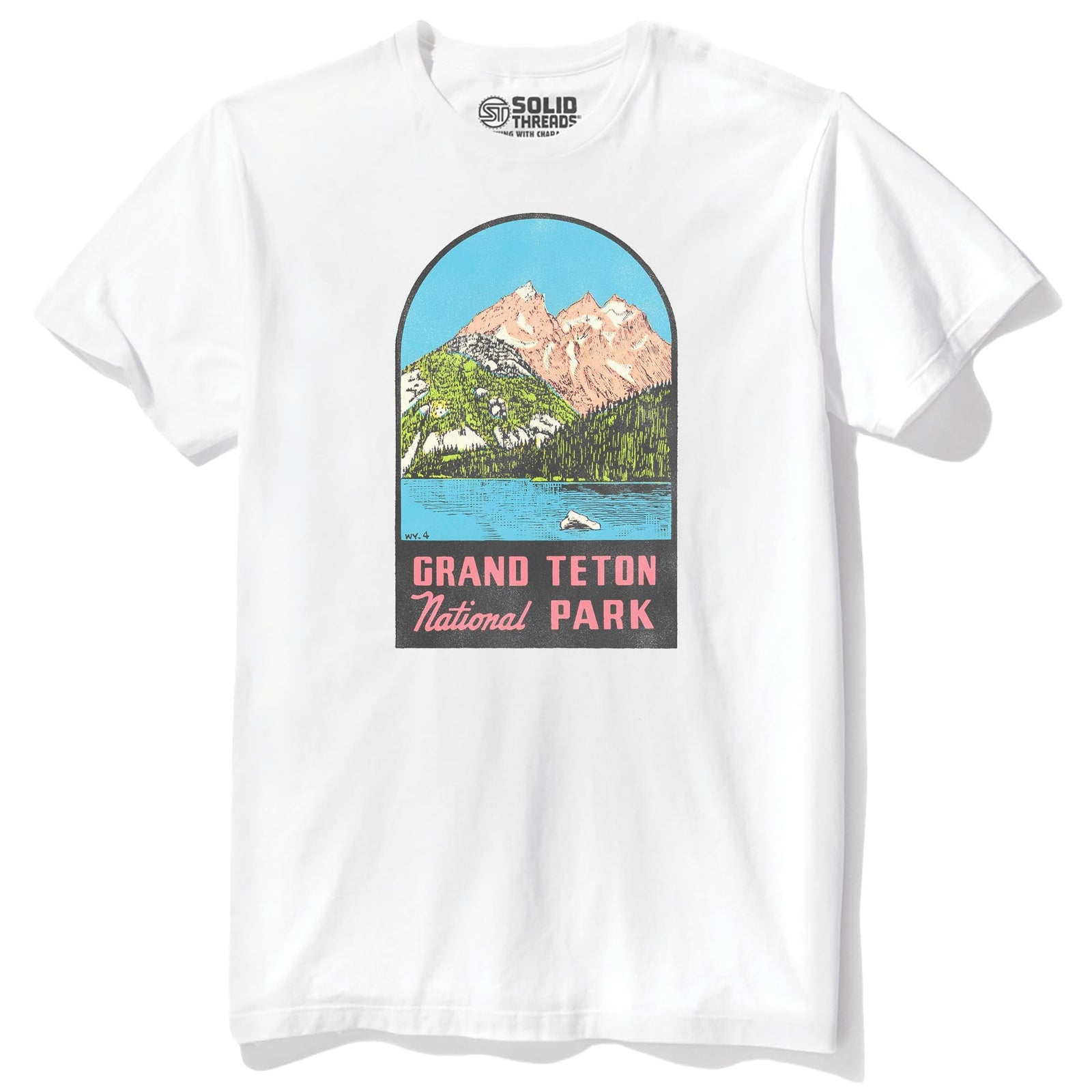 Grand Teton National Park Retro Staple T-shirt in White - Front View