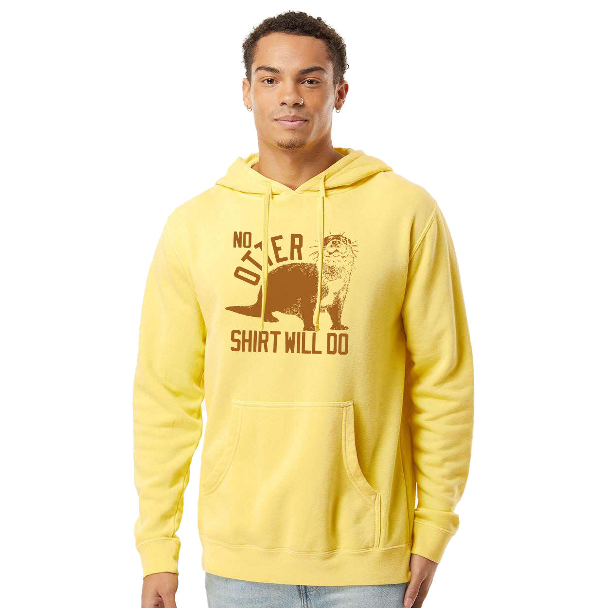 Men's No Otter Shirt Will Do Vintage Graphic Fleece | Funny Animal Vintage Wash Hoodie on Model | SOLID THREADS