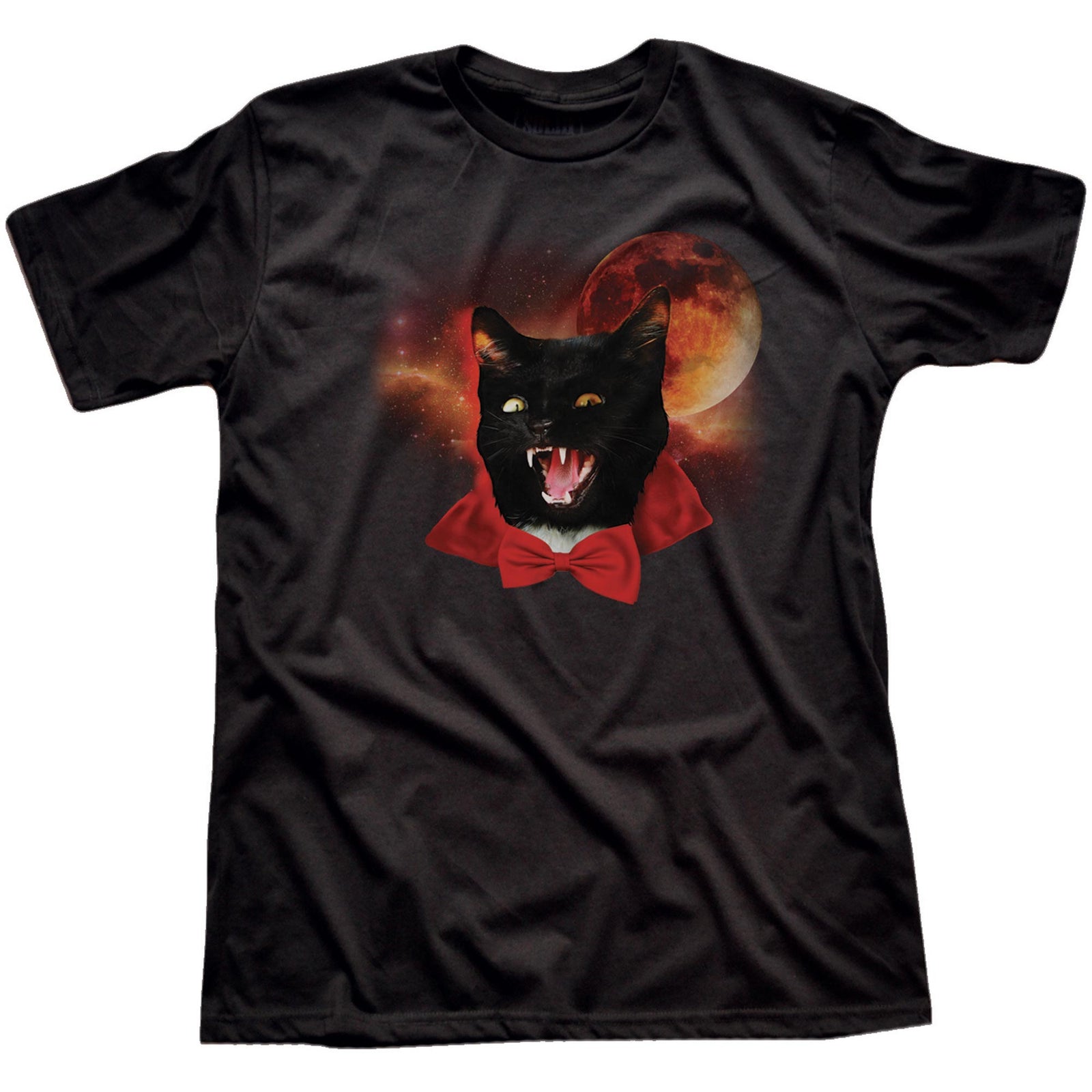 Men's Catula Funny Graphic T-Shirt | Cool Cat Dracula Tee | Solid Threads