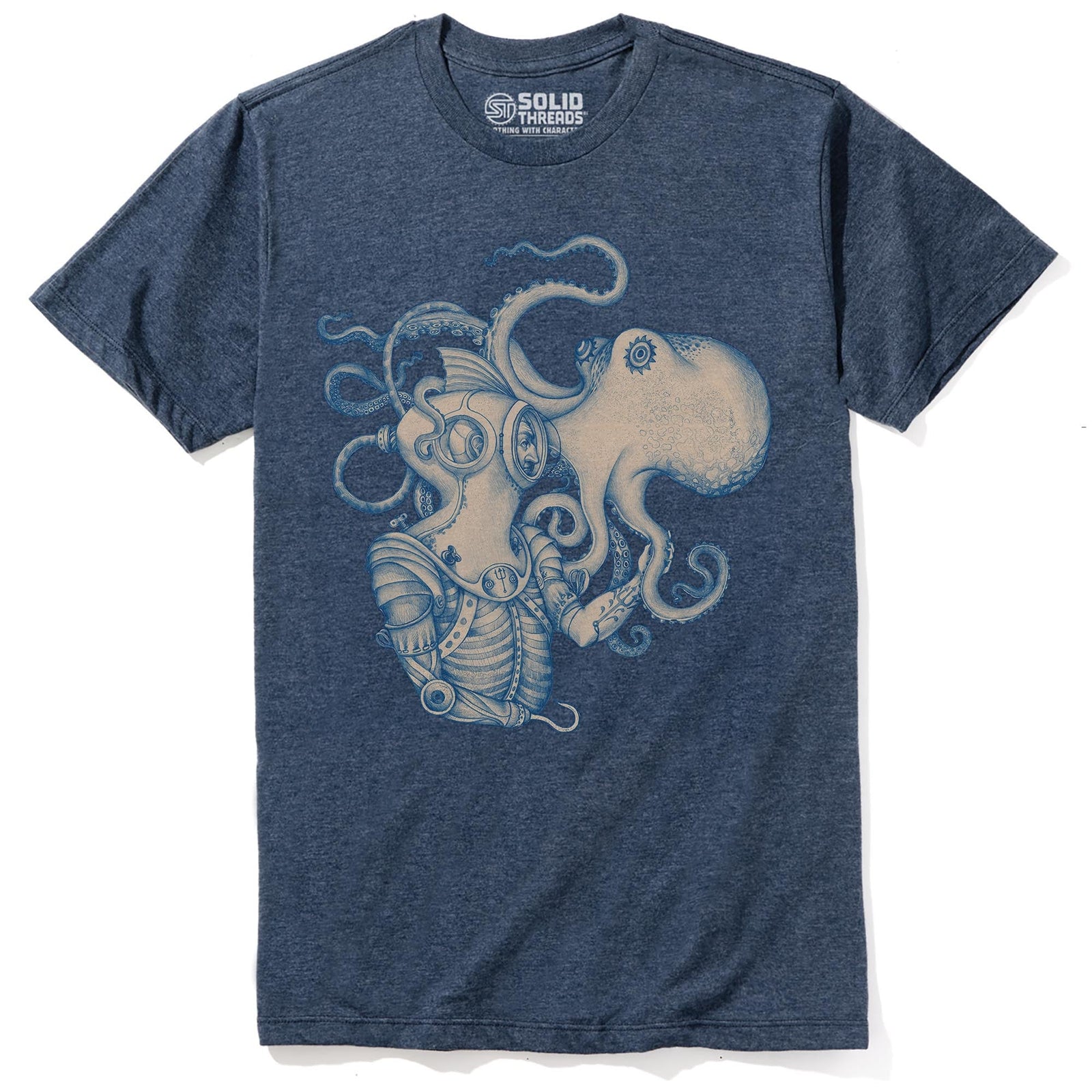 Deep Sea Discovery Artistic Staple T-shirt in Navy Heather - Front View