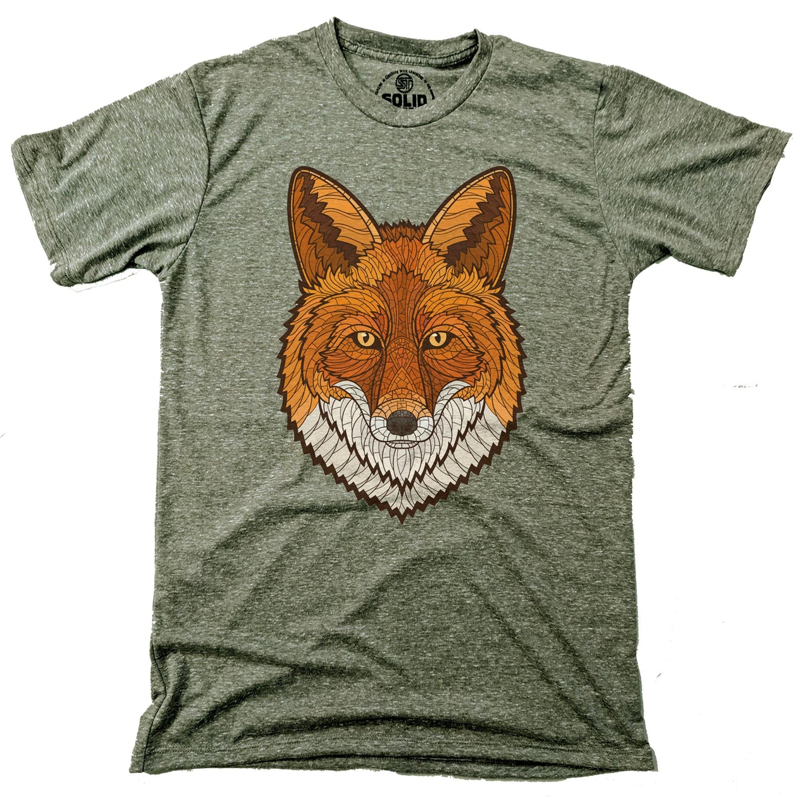 Men's Geometric-Fox Artistic Graphic T-Shirt | Cool Animal Nature Tee | Solid Threads