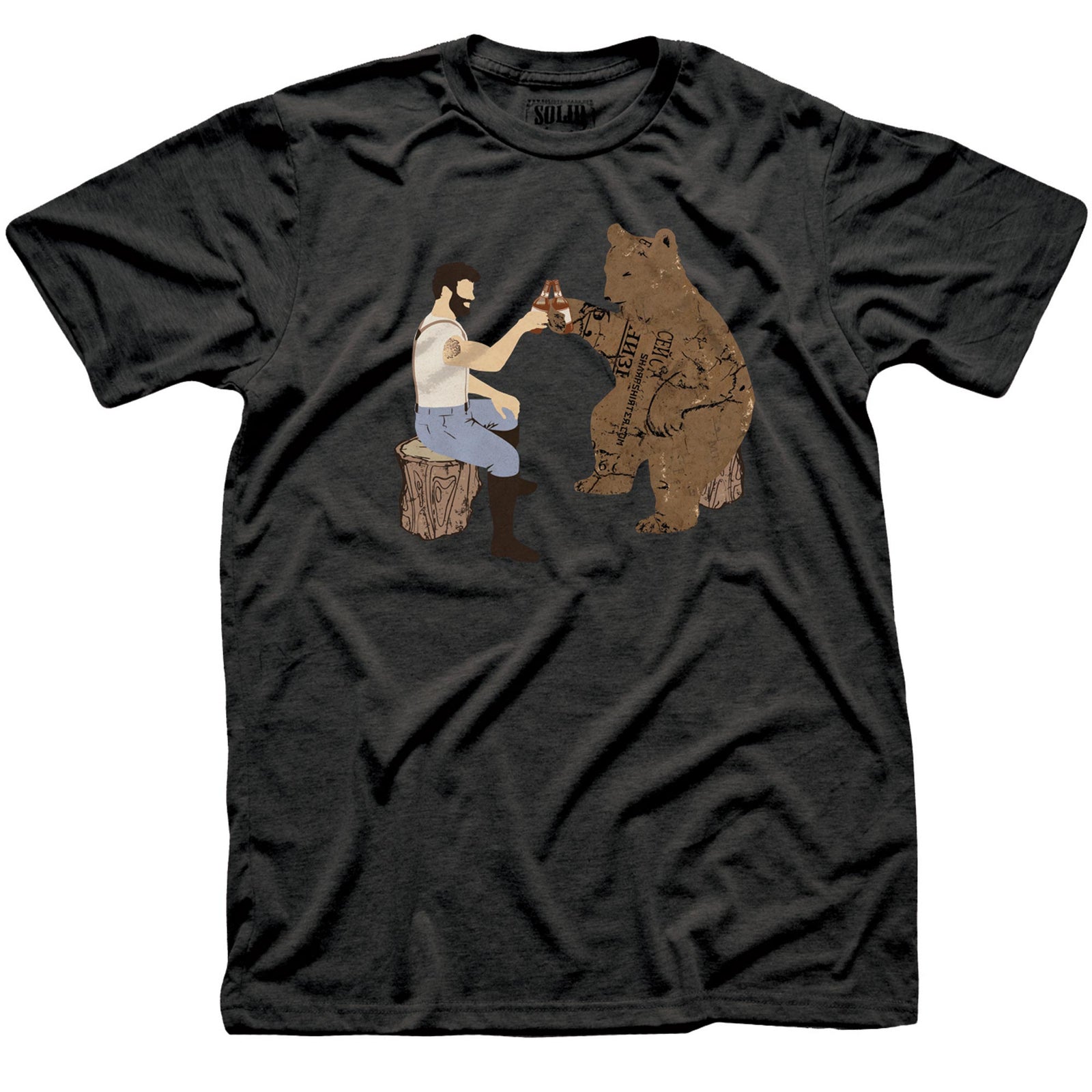 Men's Having-A-Bear Funny Graphic T-Shirt | Cool Beer Drinking Tee | Solid Threads