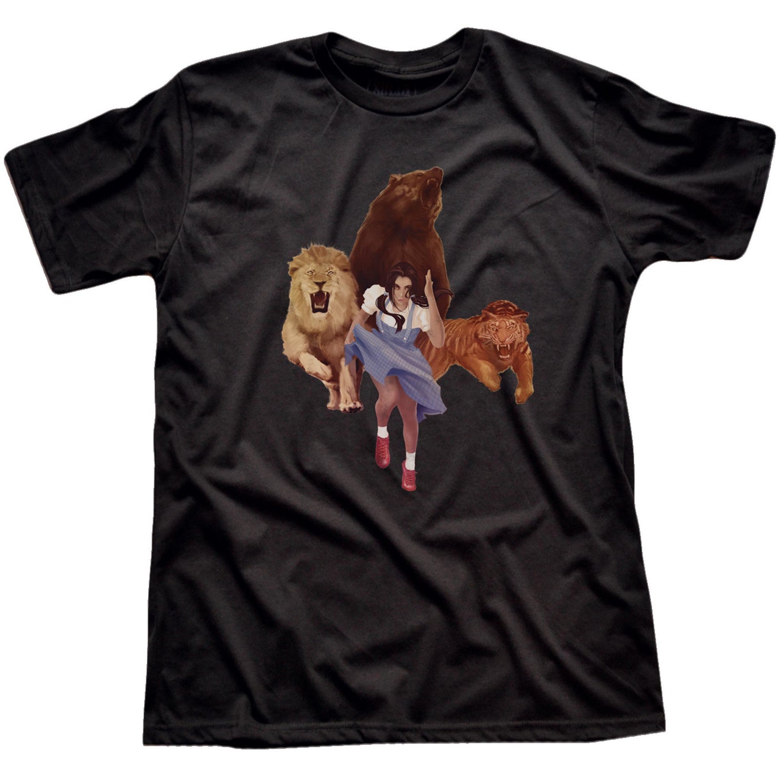 Men's Lions-Tigers-Bears Funny Graphic T-Shirt | Cool Wizard Of Oz Book Tee | Solid Threads