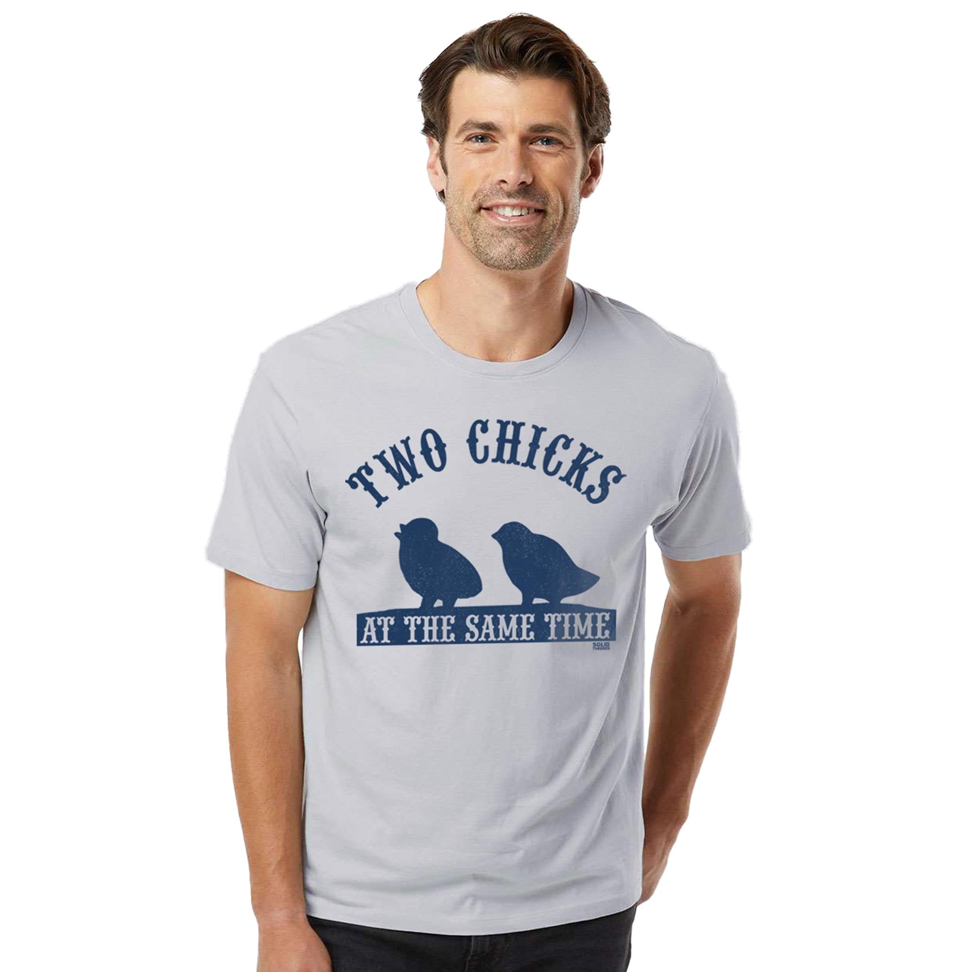Two Chicks At The Same Time Vintage Organic Cotton T-shirt | Funny Playboy   Tee | Solid Threads