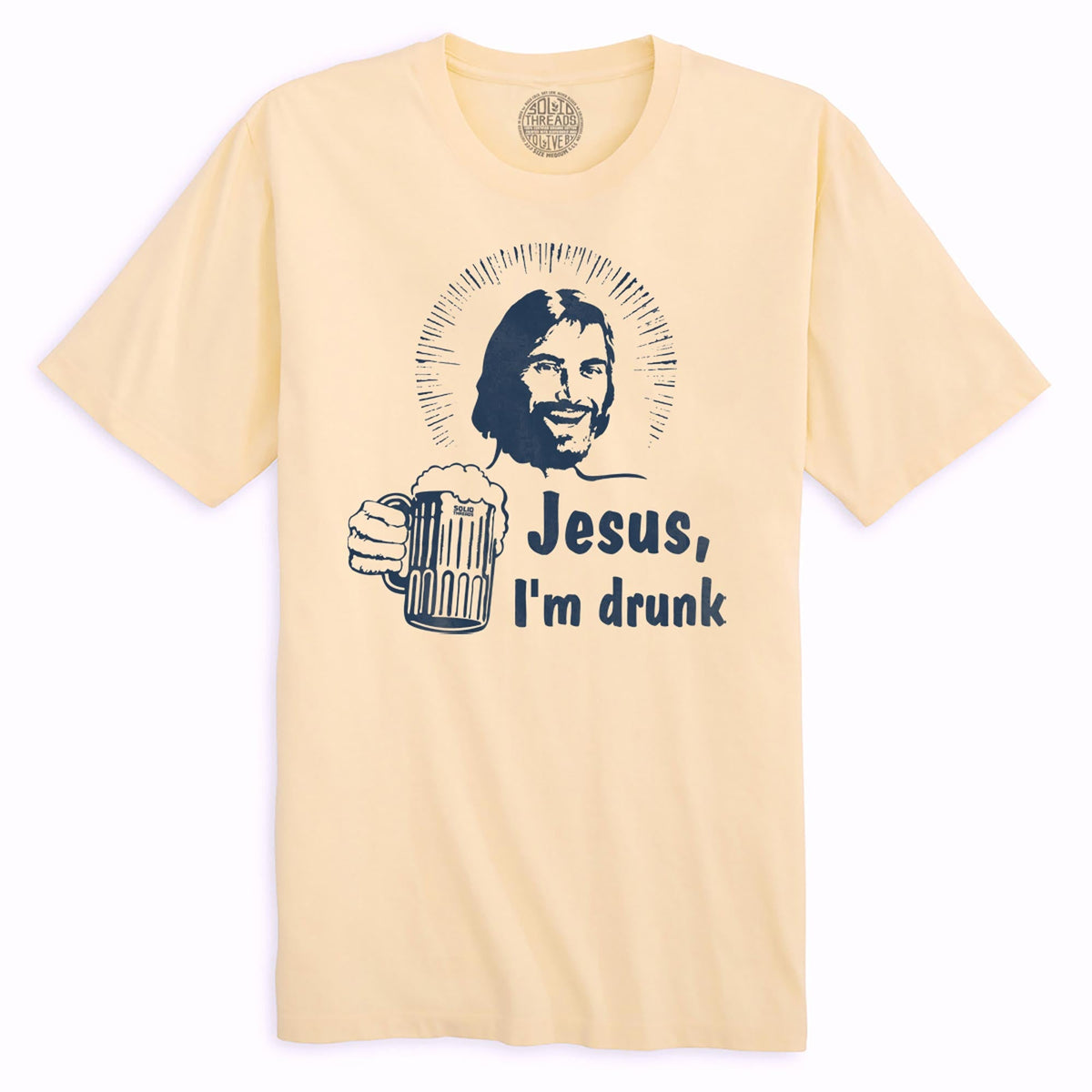 Jesus I&#39;m Drunk Funny Organic Cotton T-shirt | Vintage Drinking   Tee | Solid Threads
