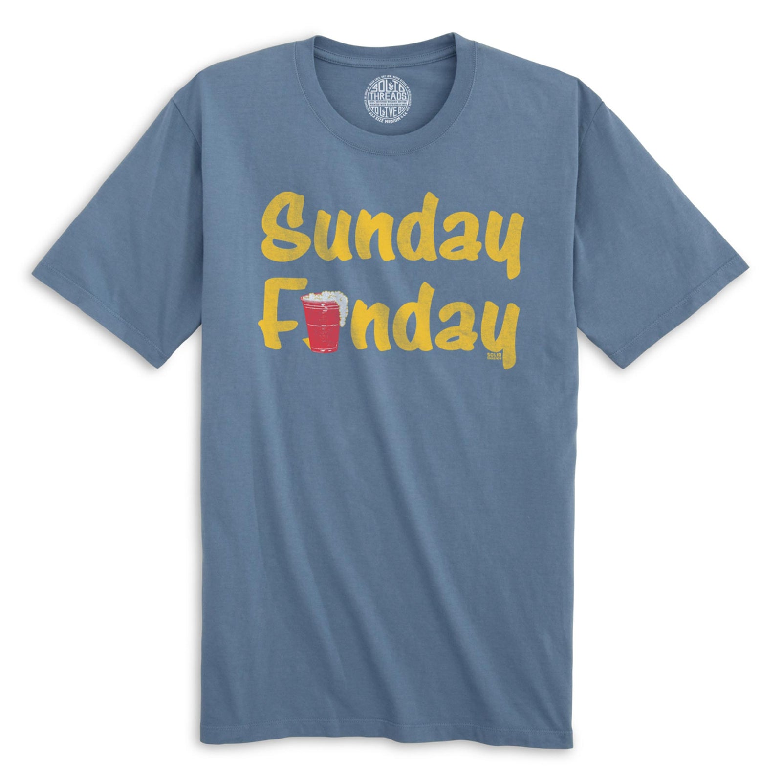 Sunday Funday Vintage Organic Cotton T-shirt | Funny Drinking Tee | Solid Threads