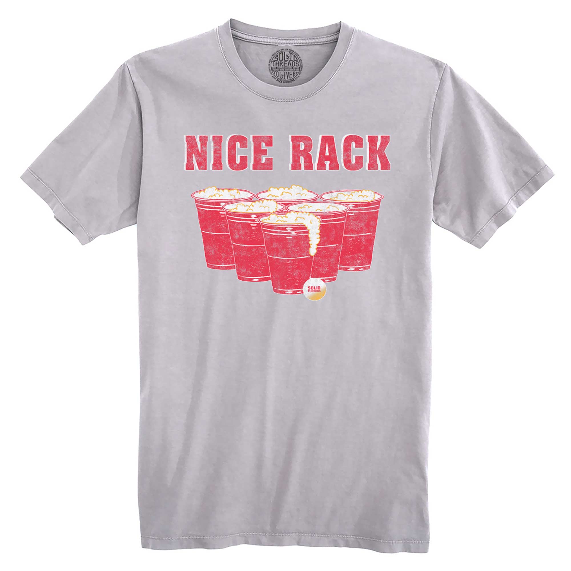 Nice Rack Vintage Organic Cotton T-shirt | Funny Beer Pong  Tee | Solid Threads