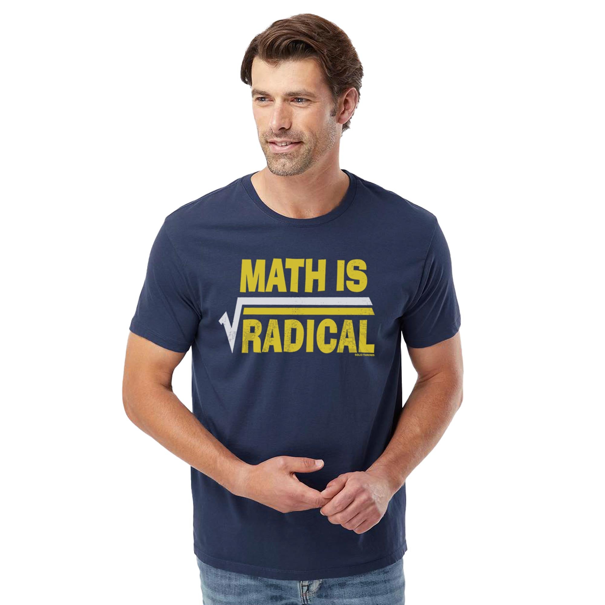 Math Is Radical Vintage Organic Cotton T-shirt | Funny Nerd Tee on Model | Solid Threads