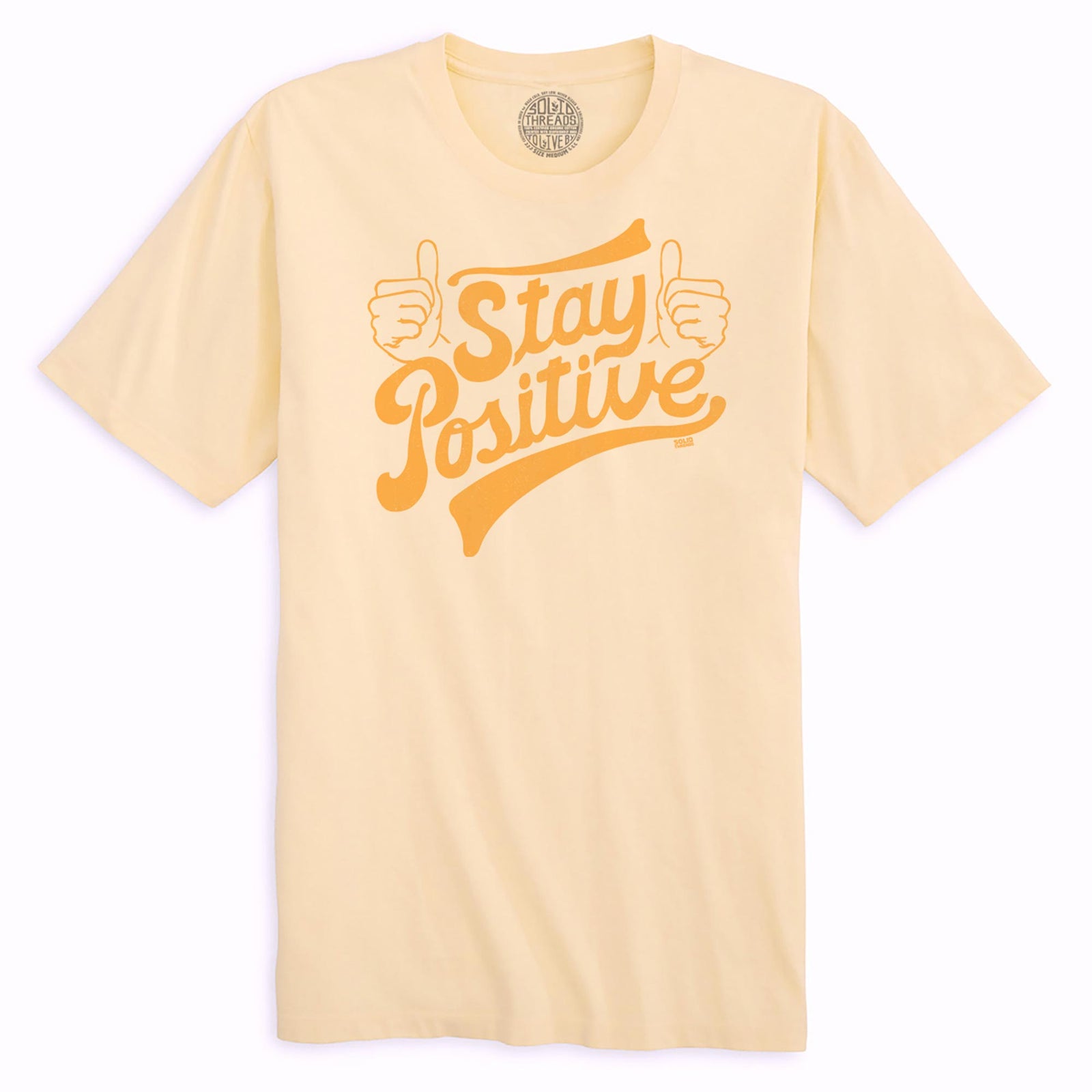 Stay Positive Cool Organic Cotton T-shirt | Retro Wholesome Happiness  Tee | Solid Threads