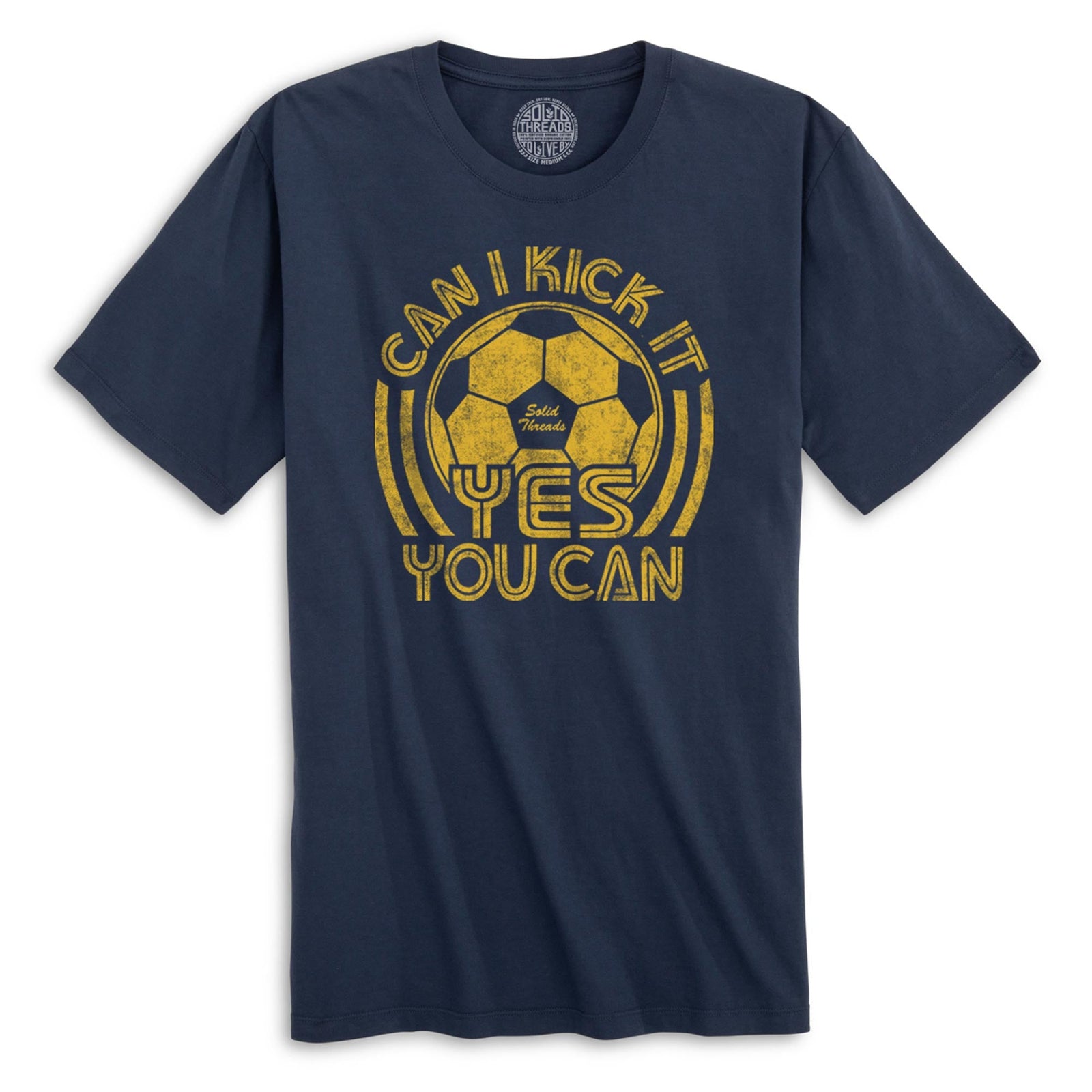 Can I Kick It Yes You Can Vintage Organic Cotton T-shirt | Funny Soccer Music Tee | Solid Threads