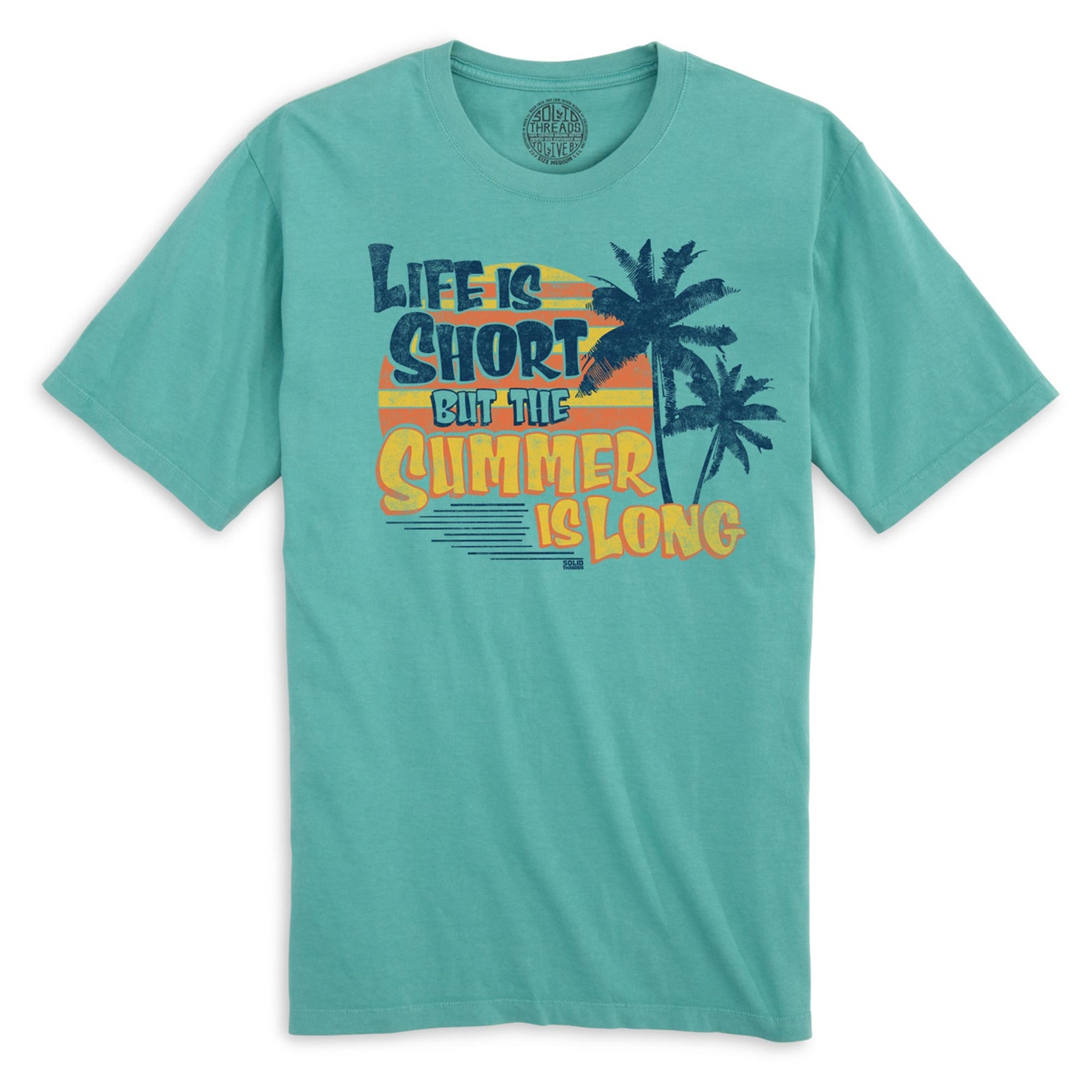 Life Is Short But The Summer Is Long Cool Organic Cotton T-shirt | Vintage Beach Tee | Solid Threads