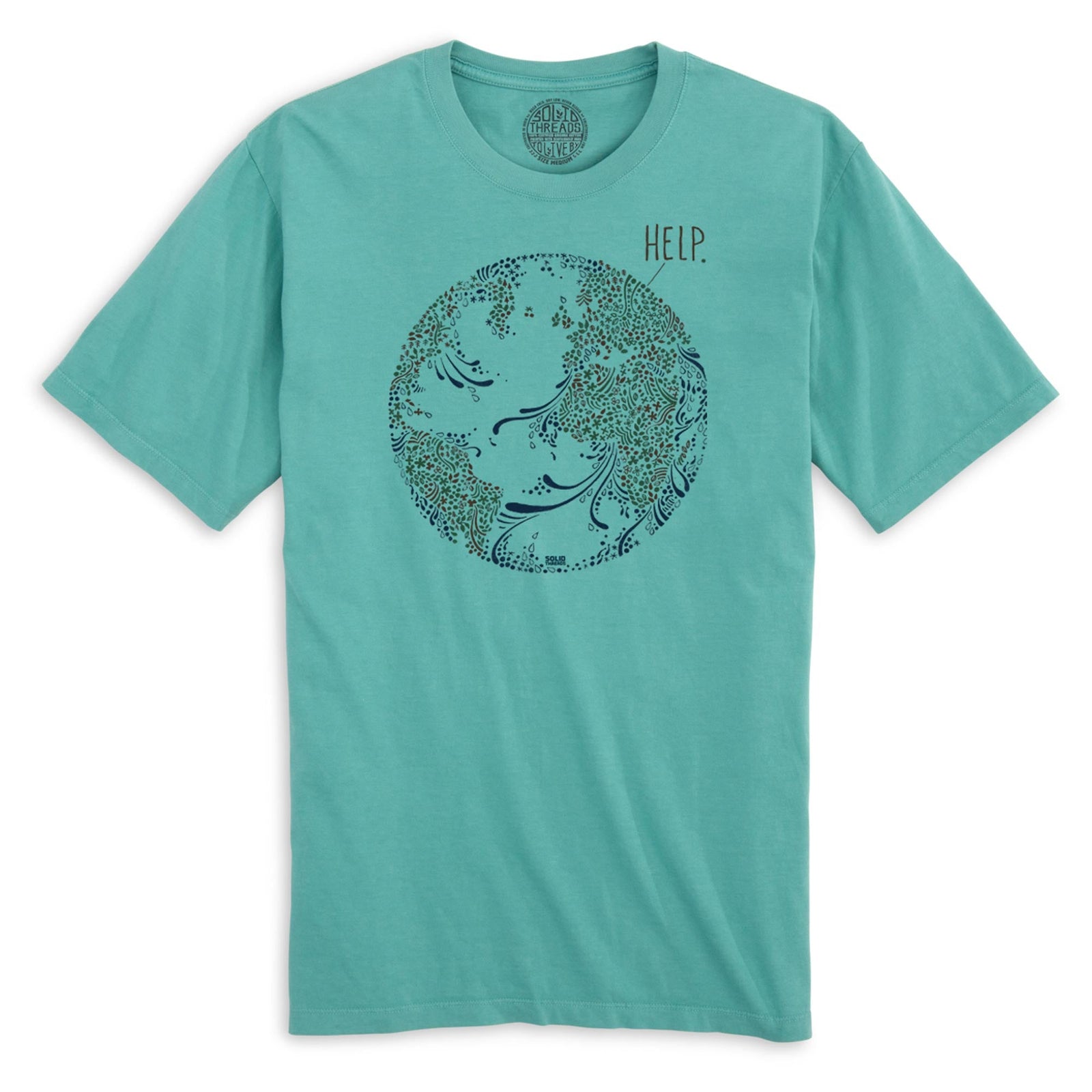 Earth Help Cool Organic Cotton T-shirt | Vintage Environmentalism Advocate Tee | Solid Threads