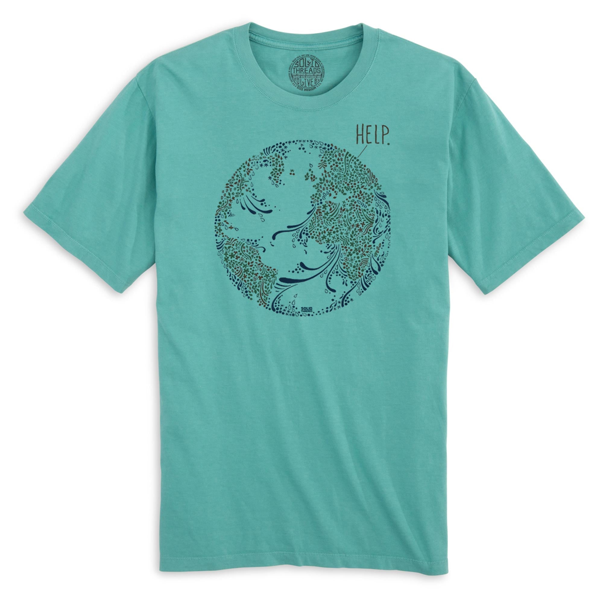 Earth Help Cool Organic Cotton T-shirt | Vintage Environmentalism Advocate  Tee | Solid Threads