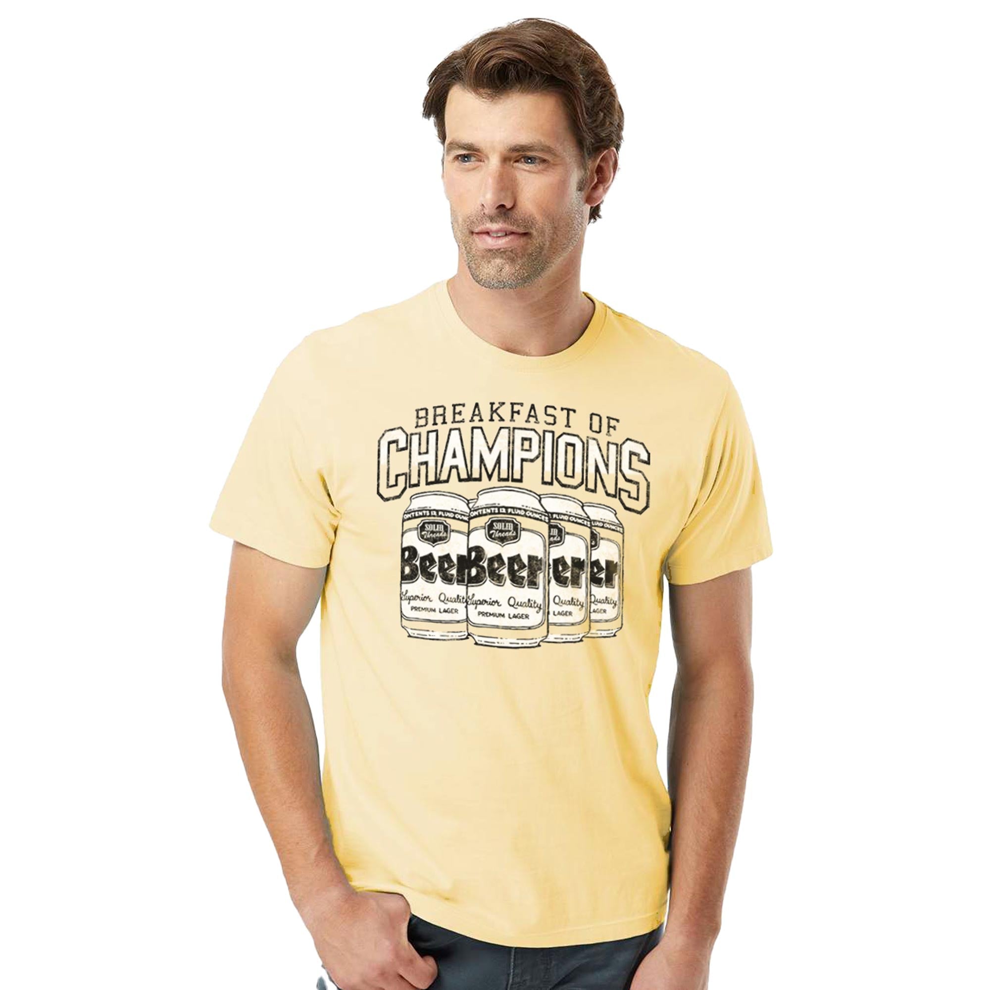 Breakfast Of Champions Vintage Organic Cotton T-shirt | Funny Drinking   Tee | Solid Threads