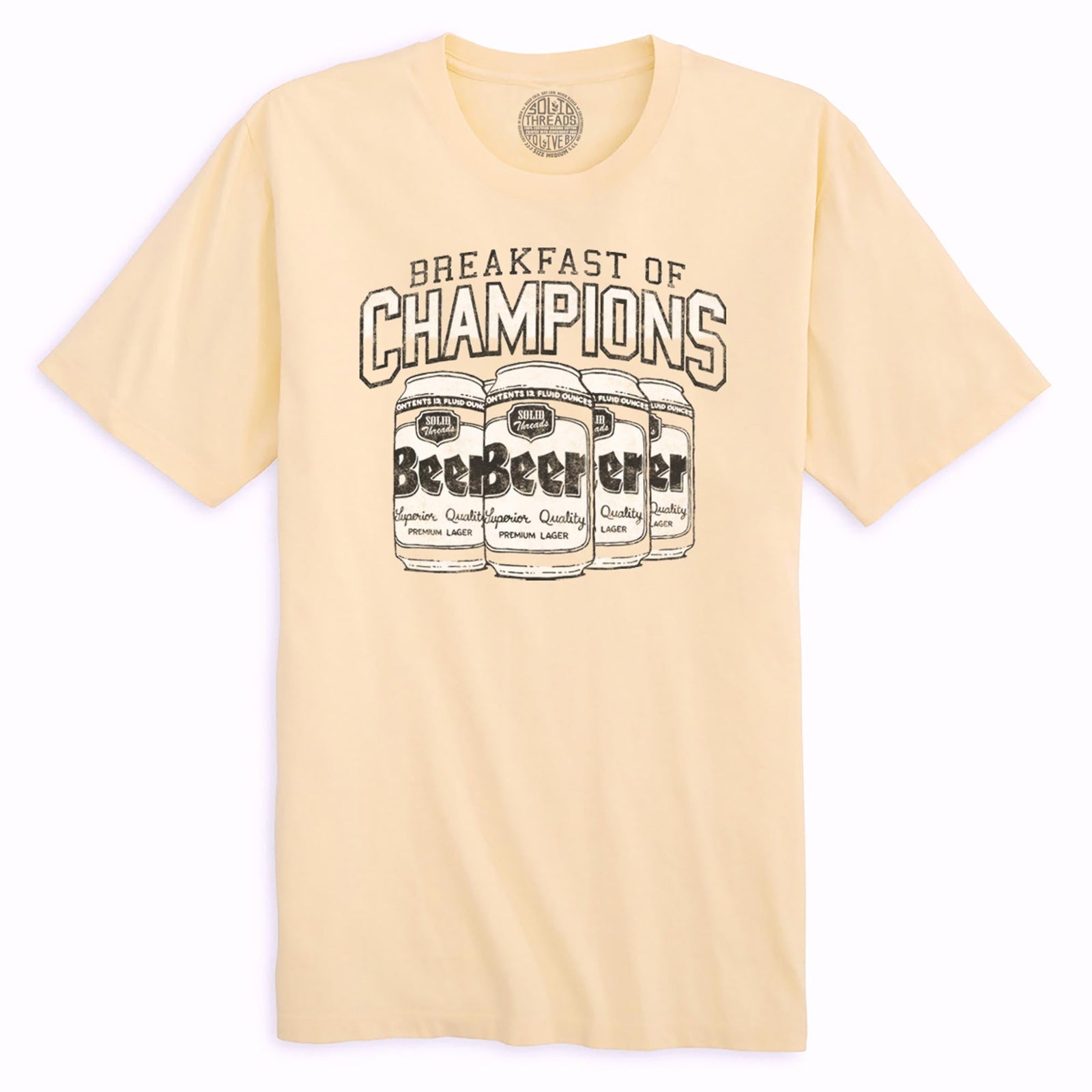 Breakfast Of Champions Vintage Organic Cotton T-shirt | Funny Drinking   Tee | Solid Threads