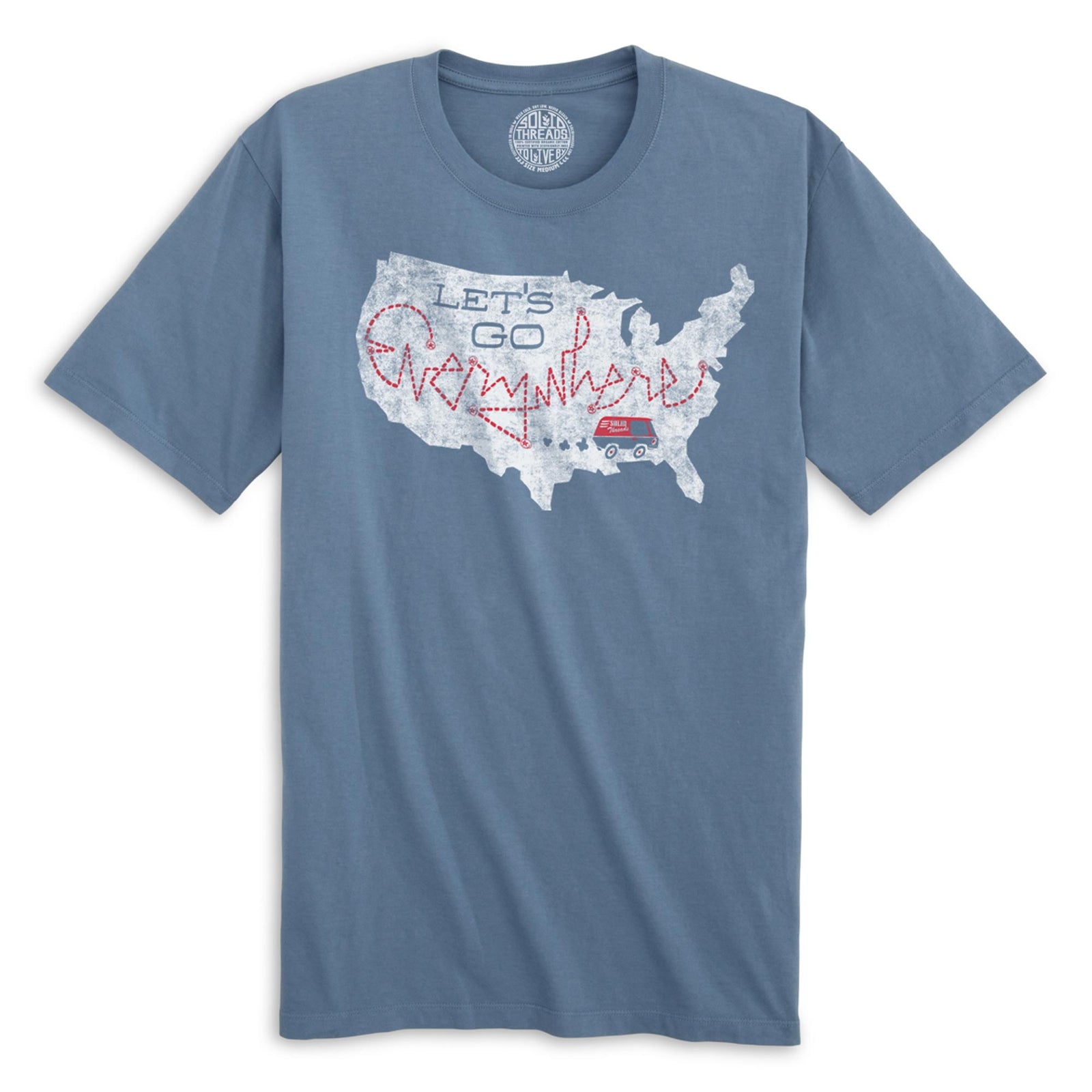 Let's Go Everywhere Cool Organic Cotton T-shirt | Vintage Road Trip  Tee | Solid Threads